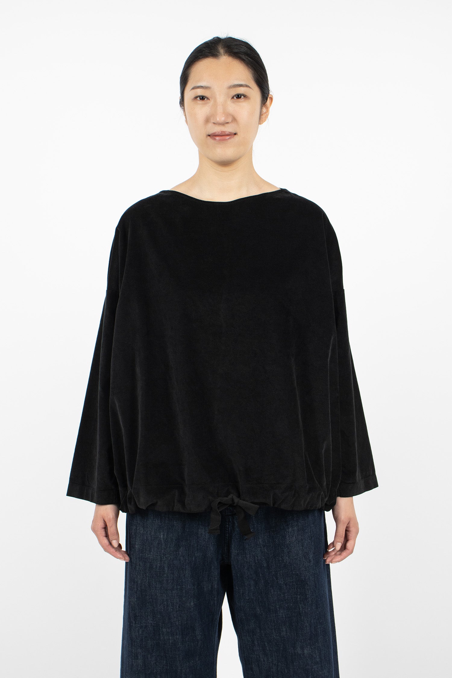 12167 Drawstring-Hem T-Shirt V Black