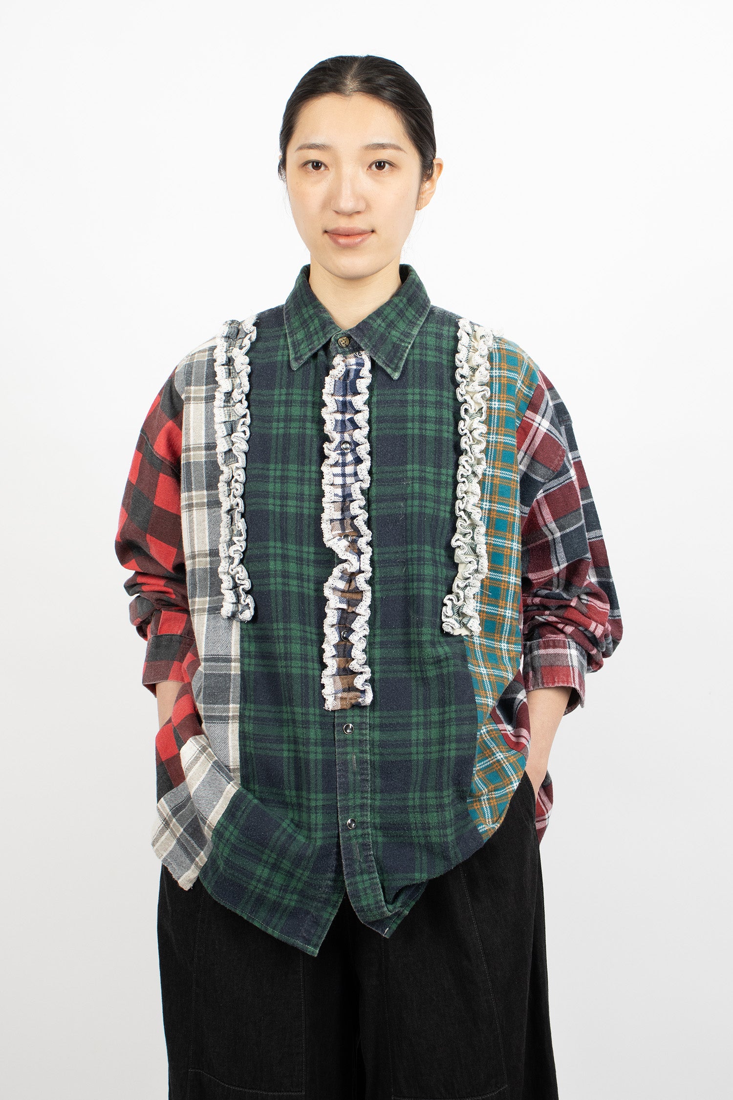 Rebuild 5 Cut Frill Flannel Shirt Assorted 4