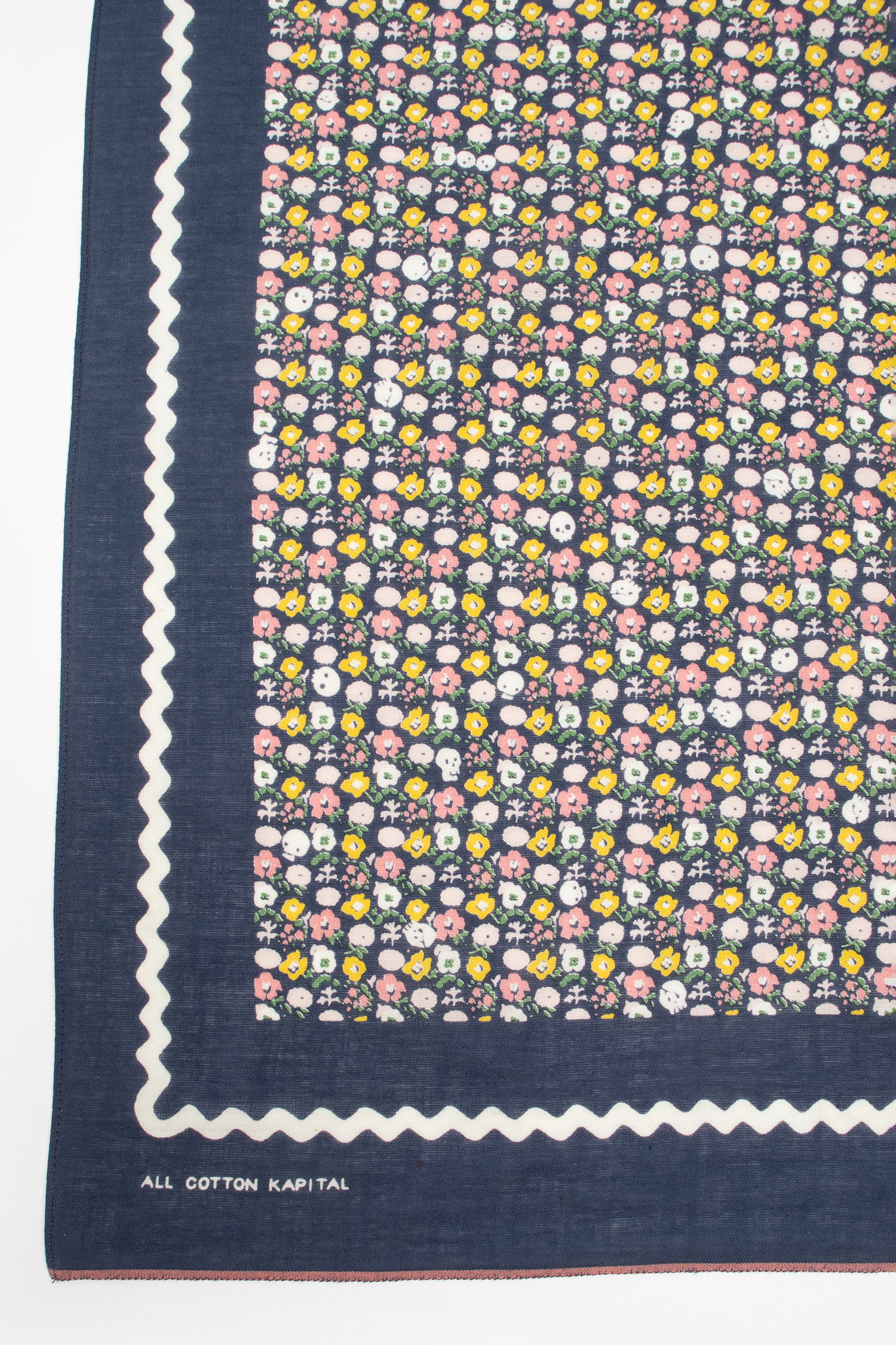 Skull & Flower Bandana Navy