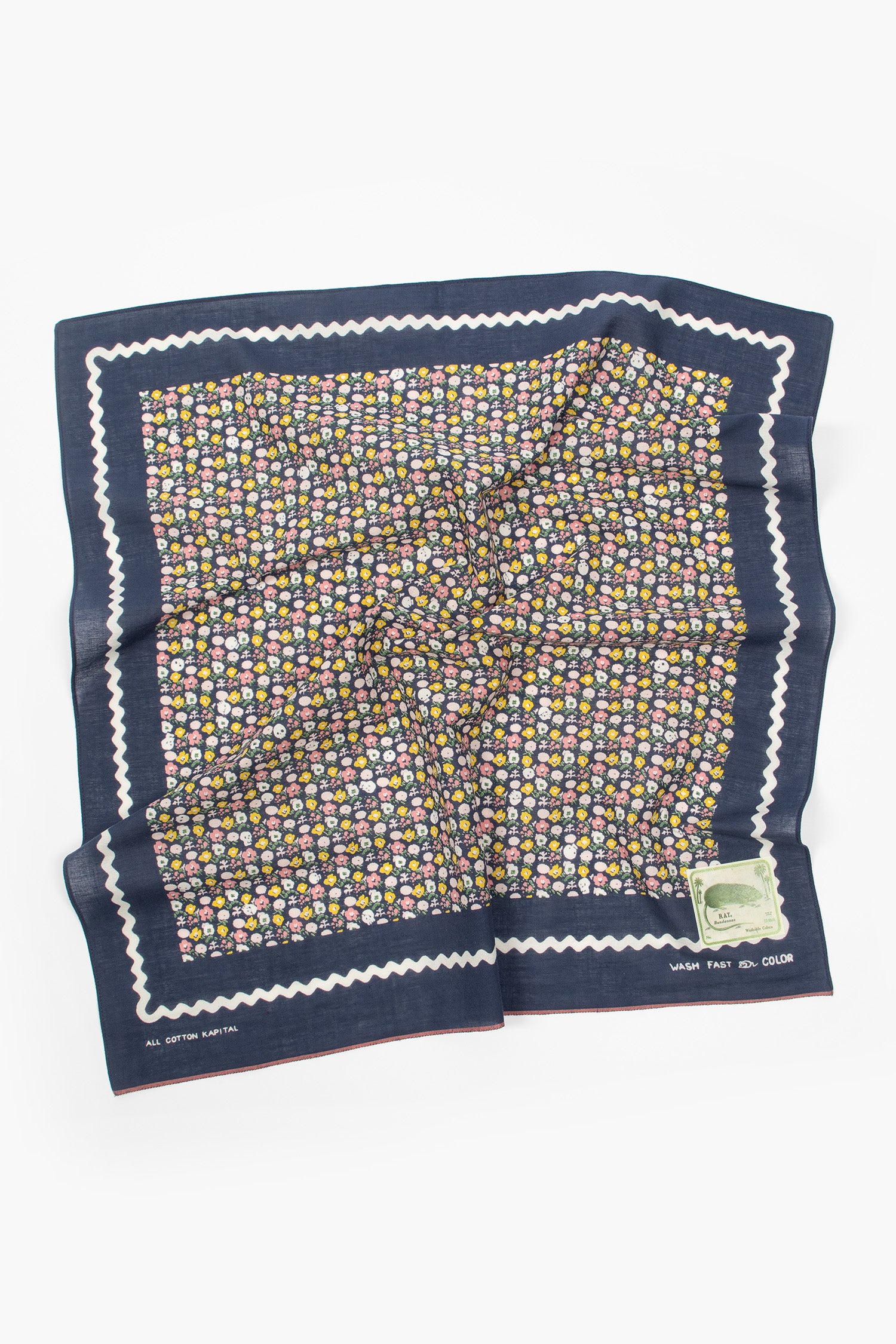 Skull & Flower Bandana Navy