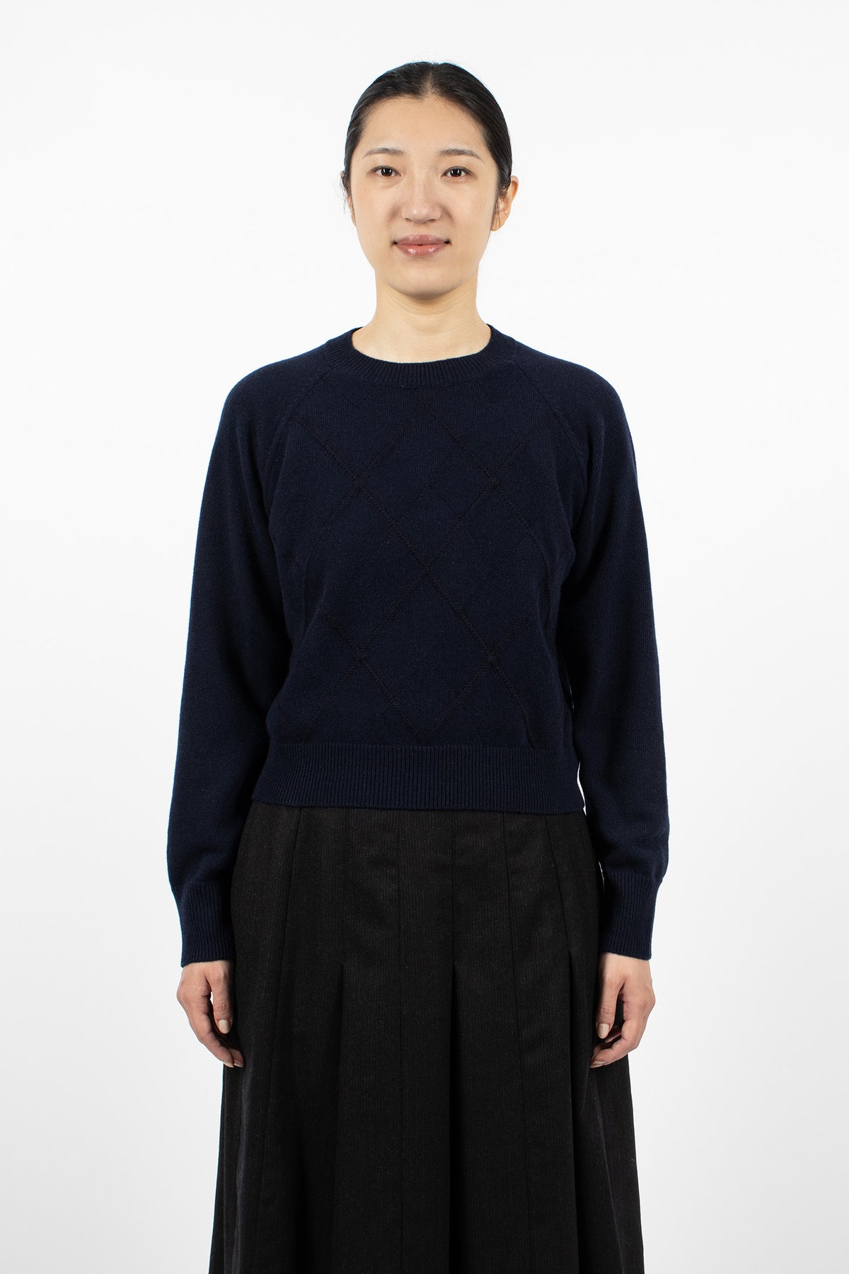 Textured Argyle Jumper Navy