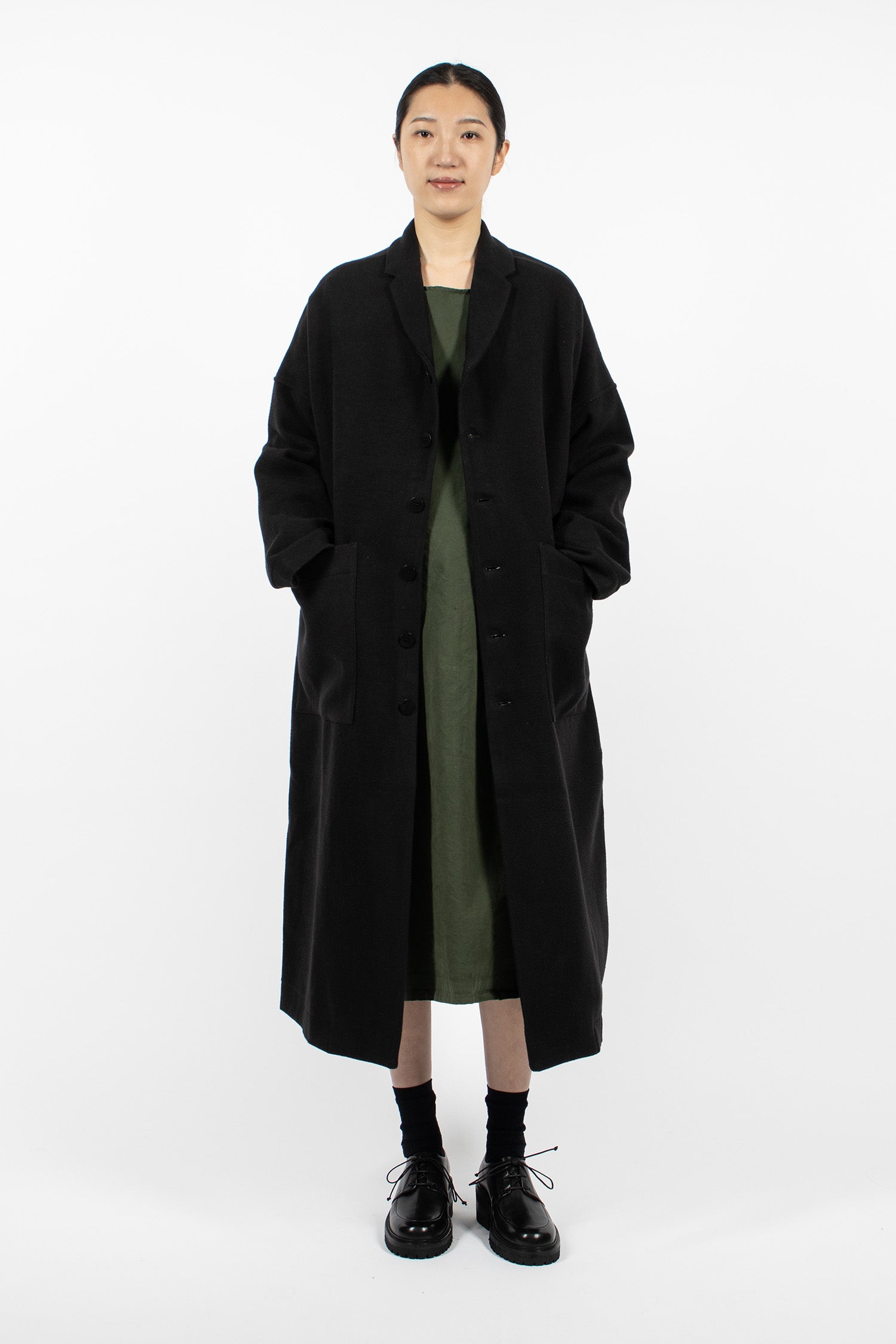 U4559 Soft Long Coat Black