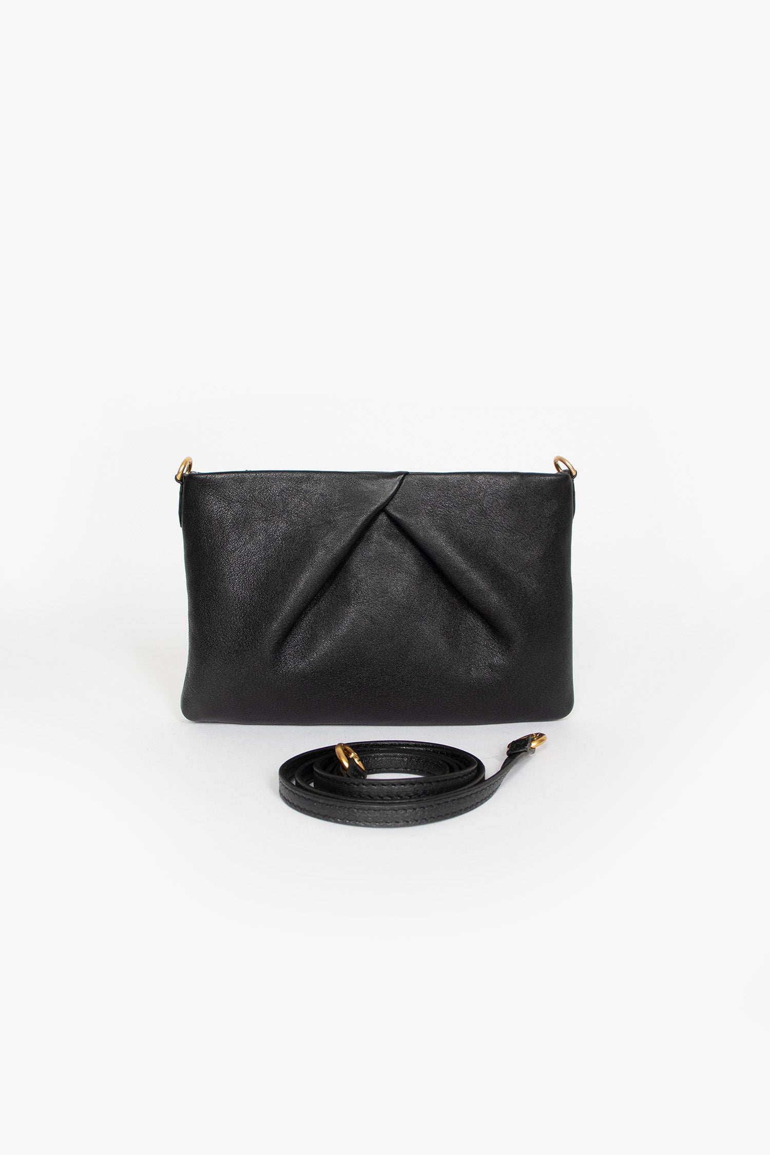 Lamb Leather Zip Pouch Black