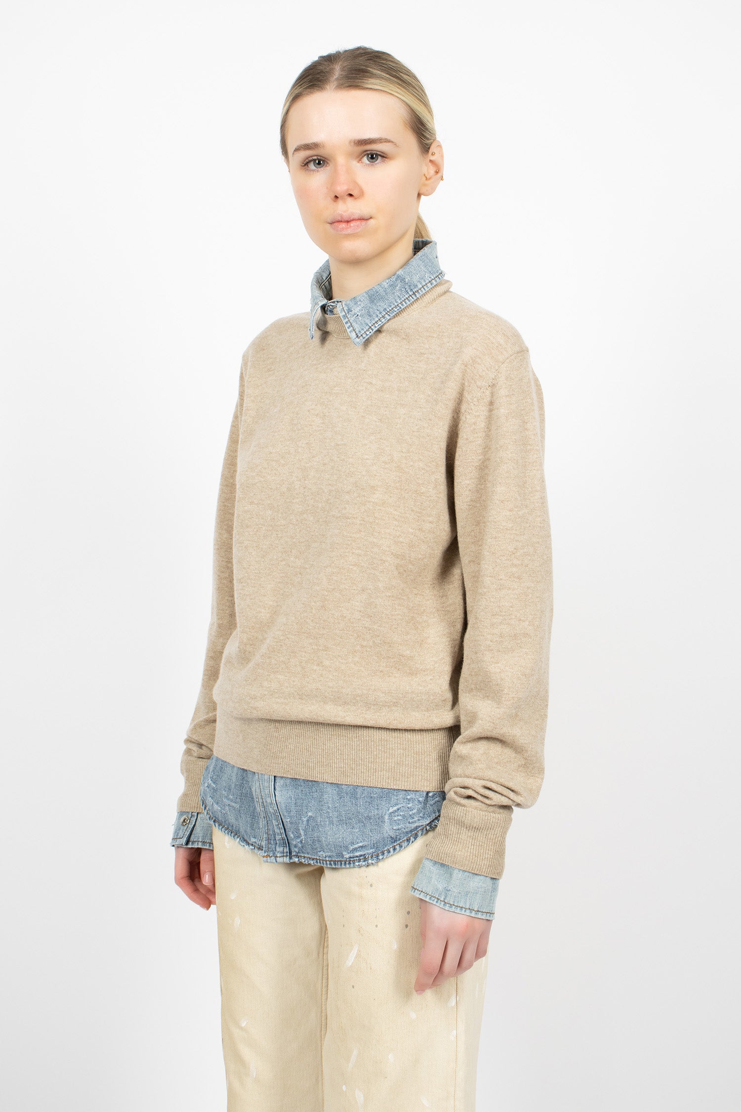 Layered Wool Knit Beige