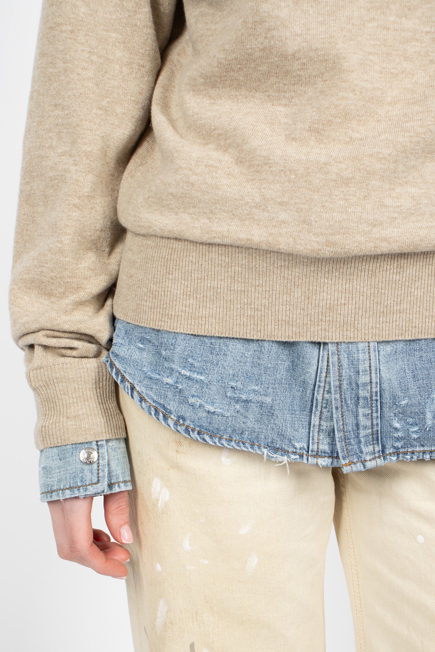 Layered Wool Knit Beige