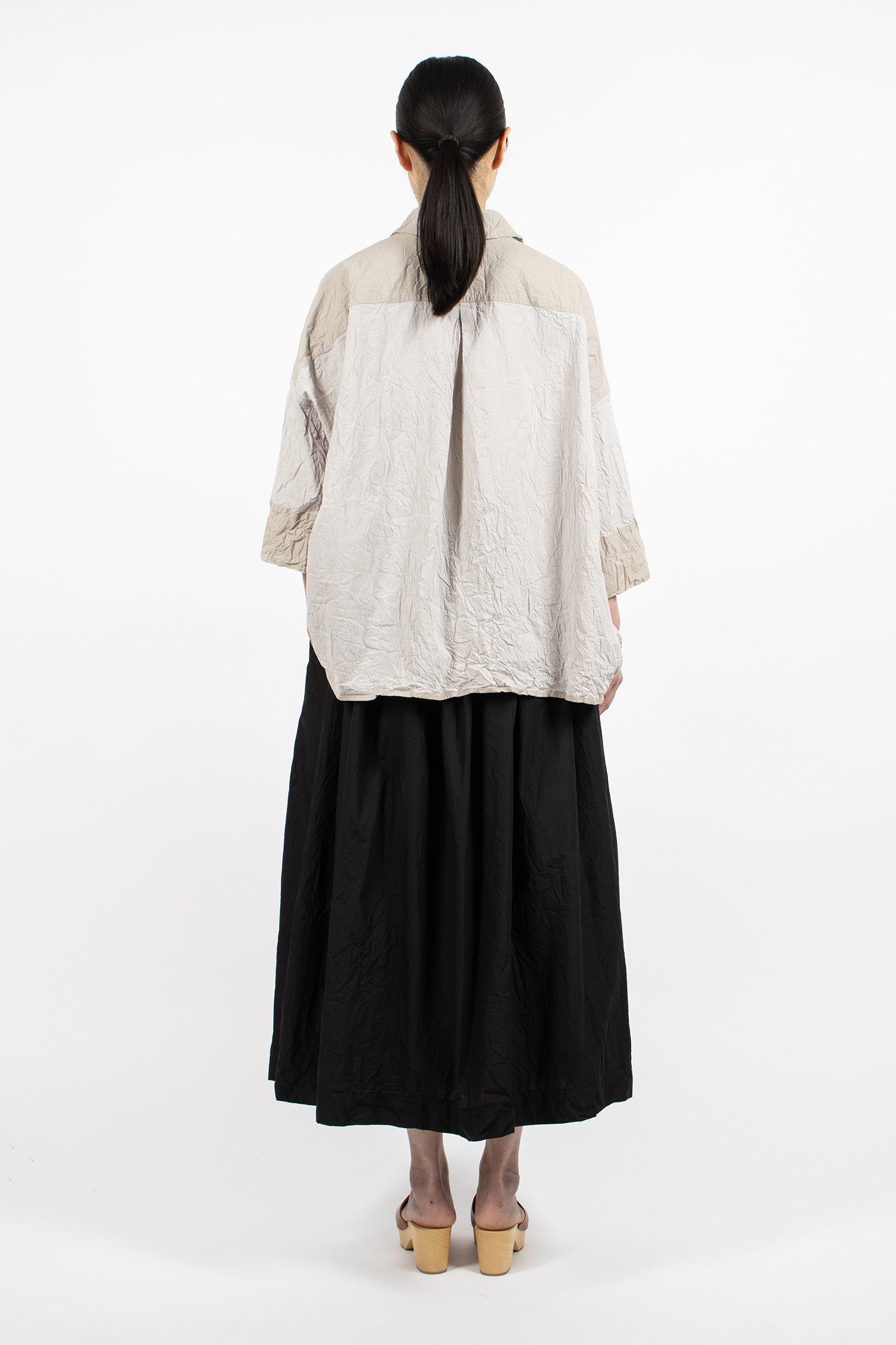 Washed Gathered Skirt Black