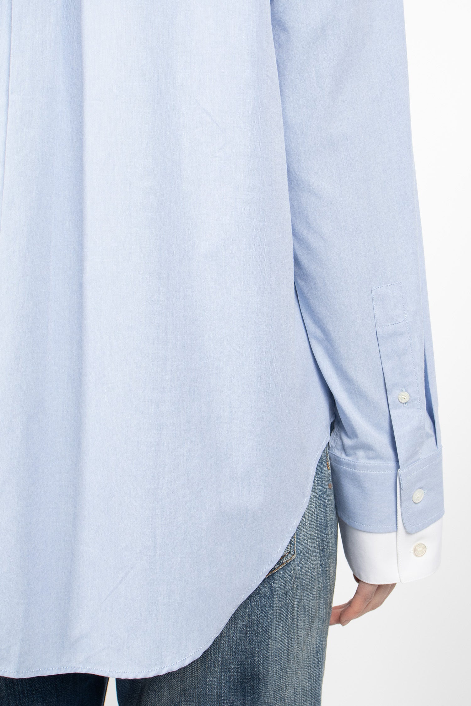Layered Button-Up Shirt Light Blue/White