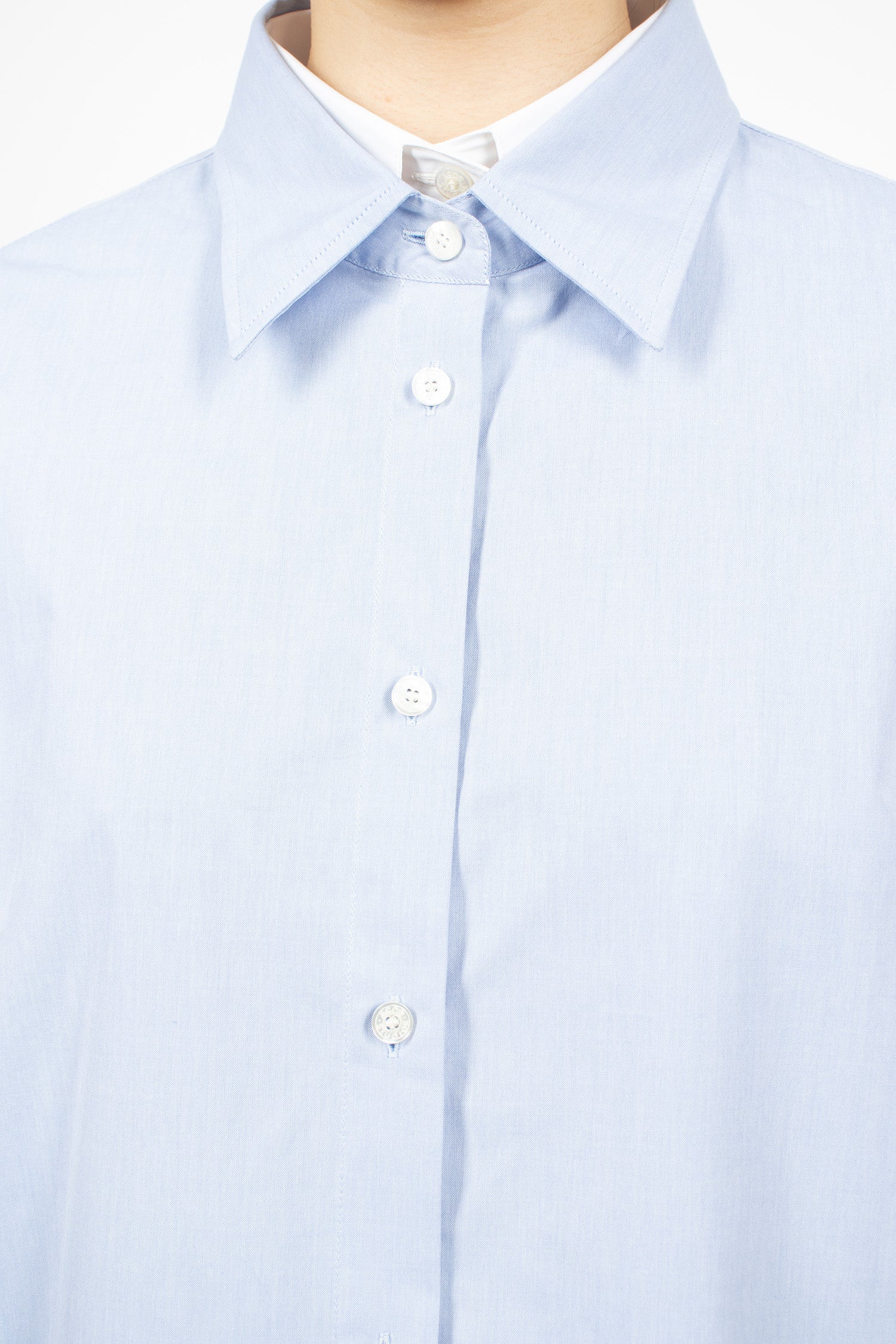 Layered Button-Up Shirt Light Blue/White