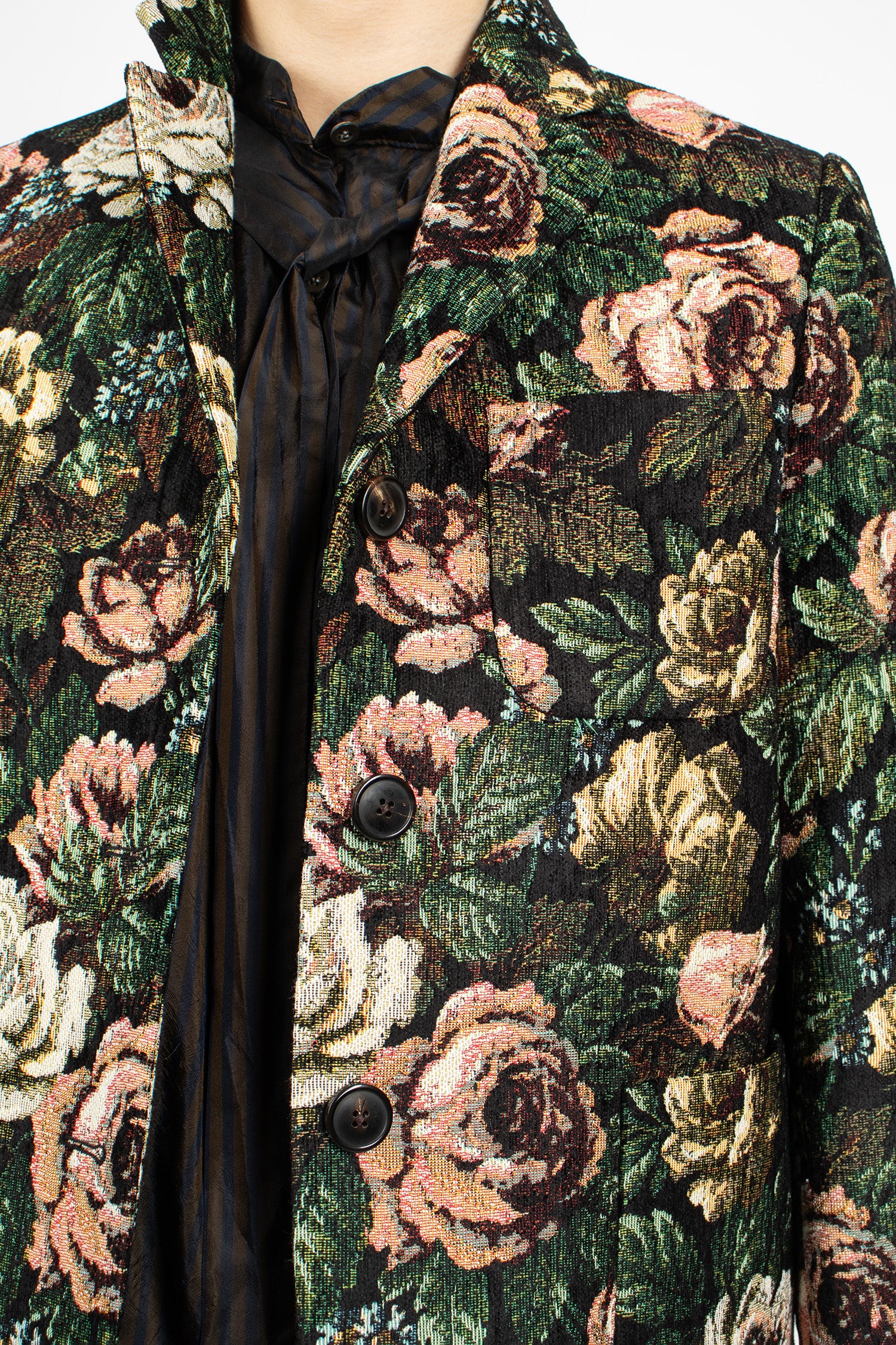 Floral Jacquard Blazer Black