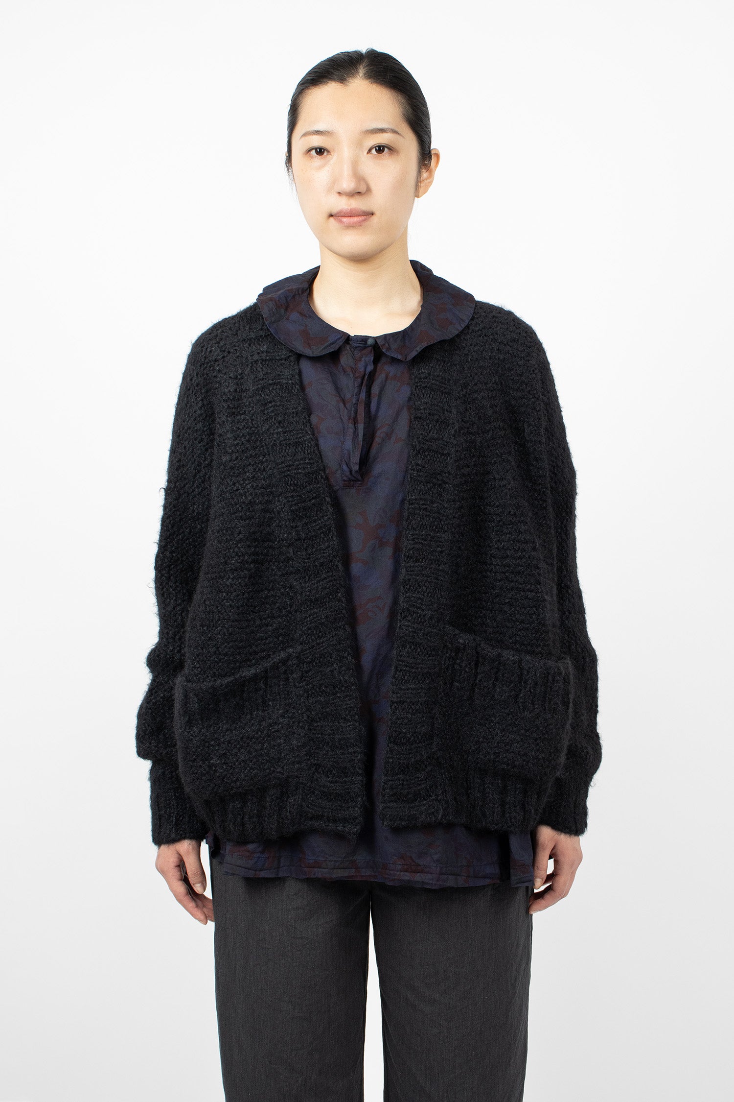 Hand-Knitted Silk Jacket/Cardigan Black