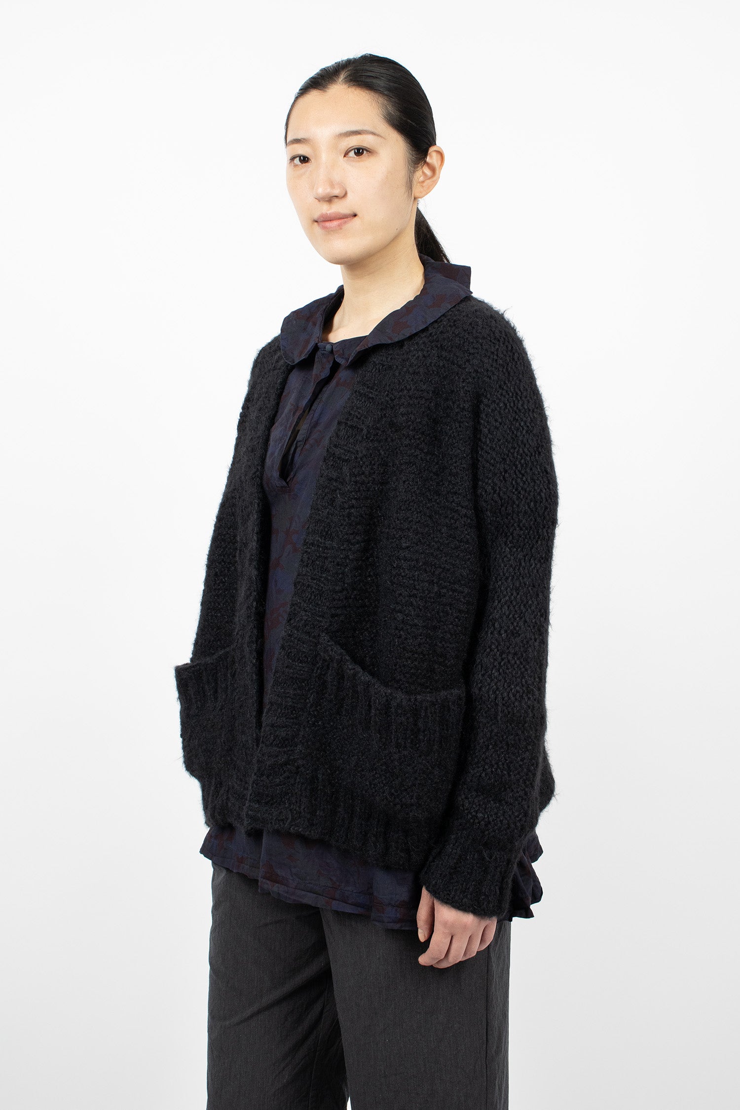 Hand-Knitted Silk Jacket/Cardigan Black