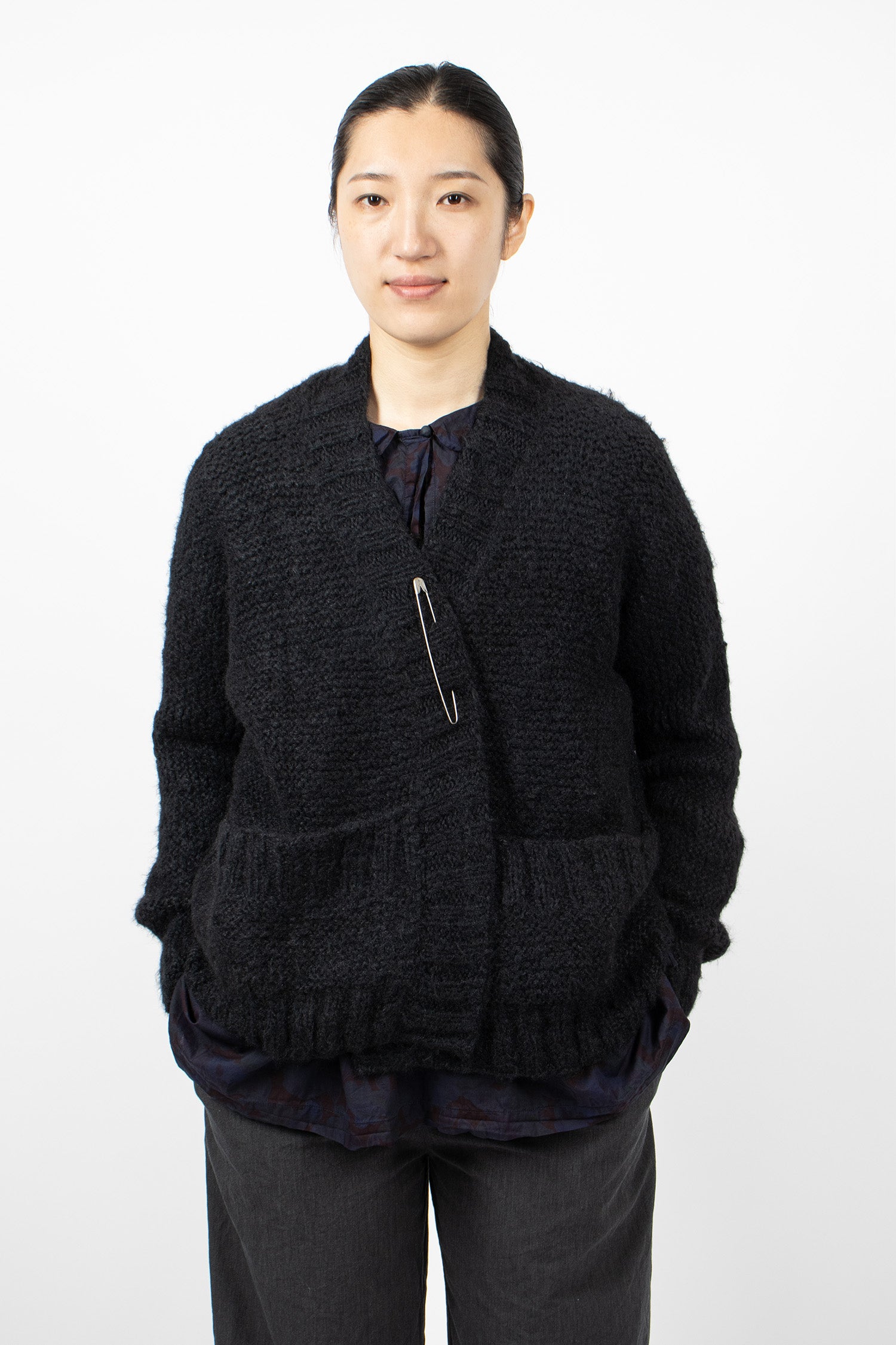 Hand-Knitted Silk Jacket/Cardigan Black