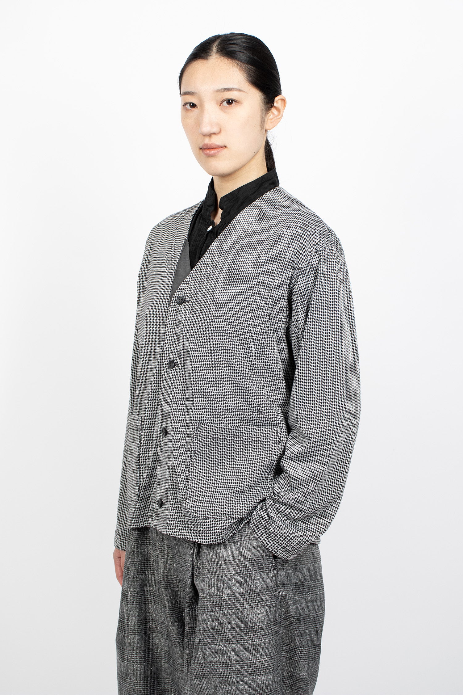 Knit Cardigan Black Houndstooth