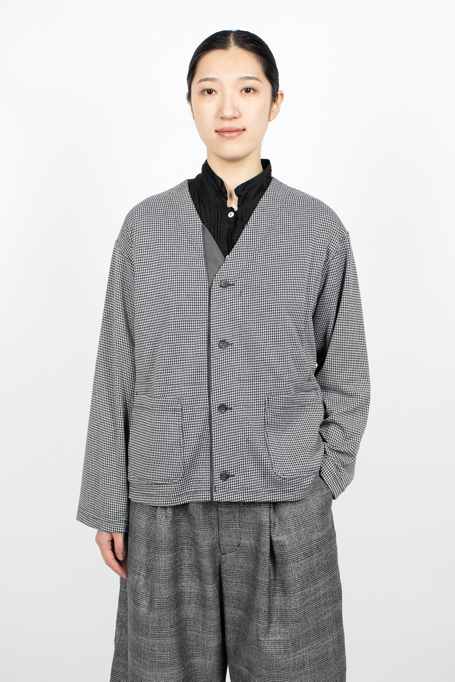 Knit Cardigan Black Houndstooth