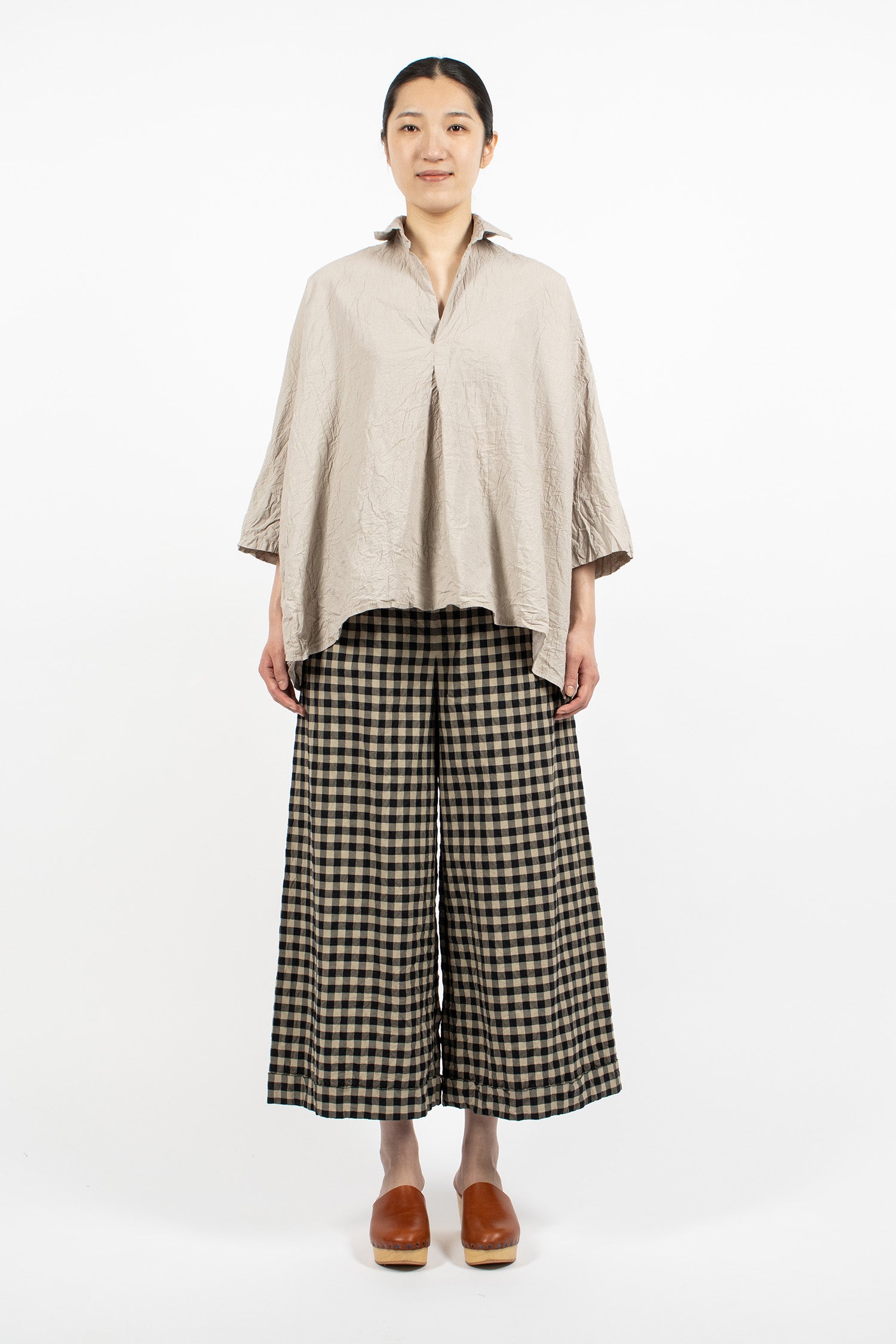 Wide Pyjama Trousers Natural/Black Check