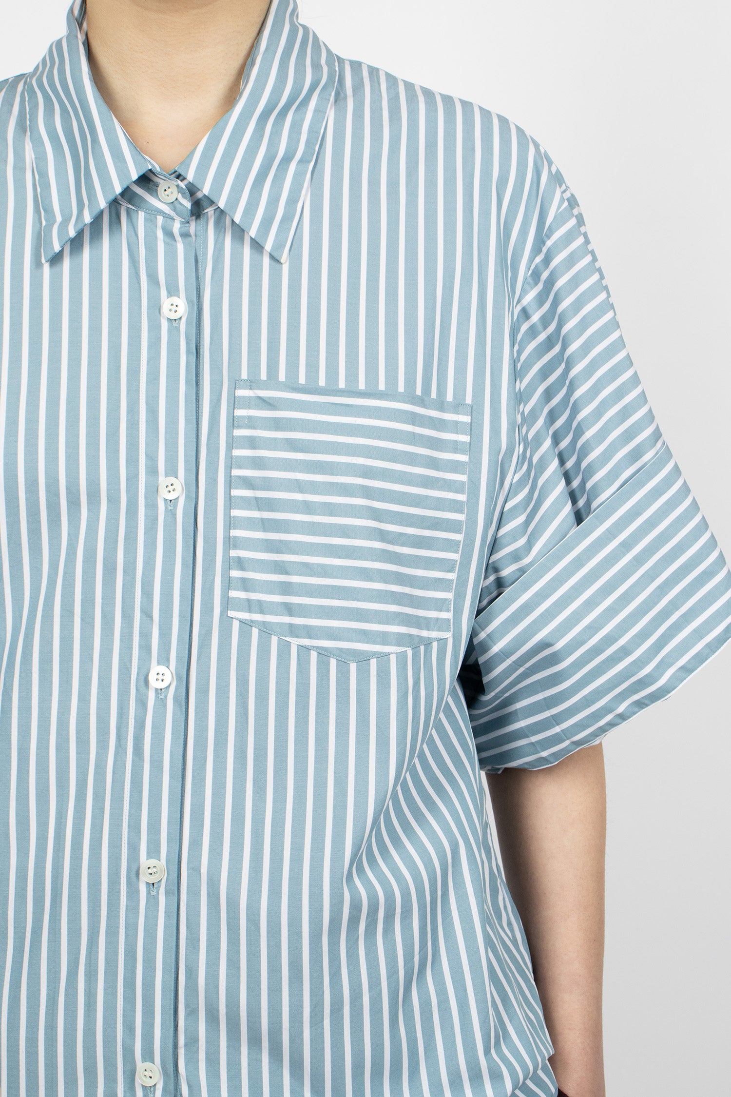 Short Sleeve Cotton Shirt Aqua