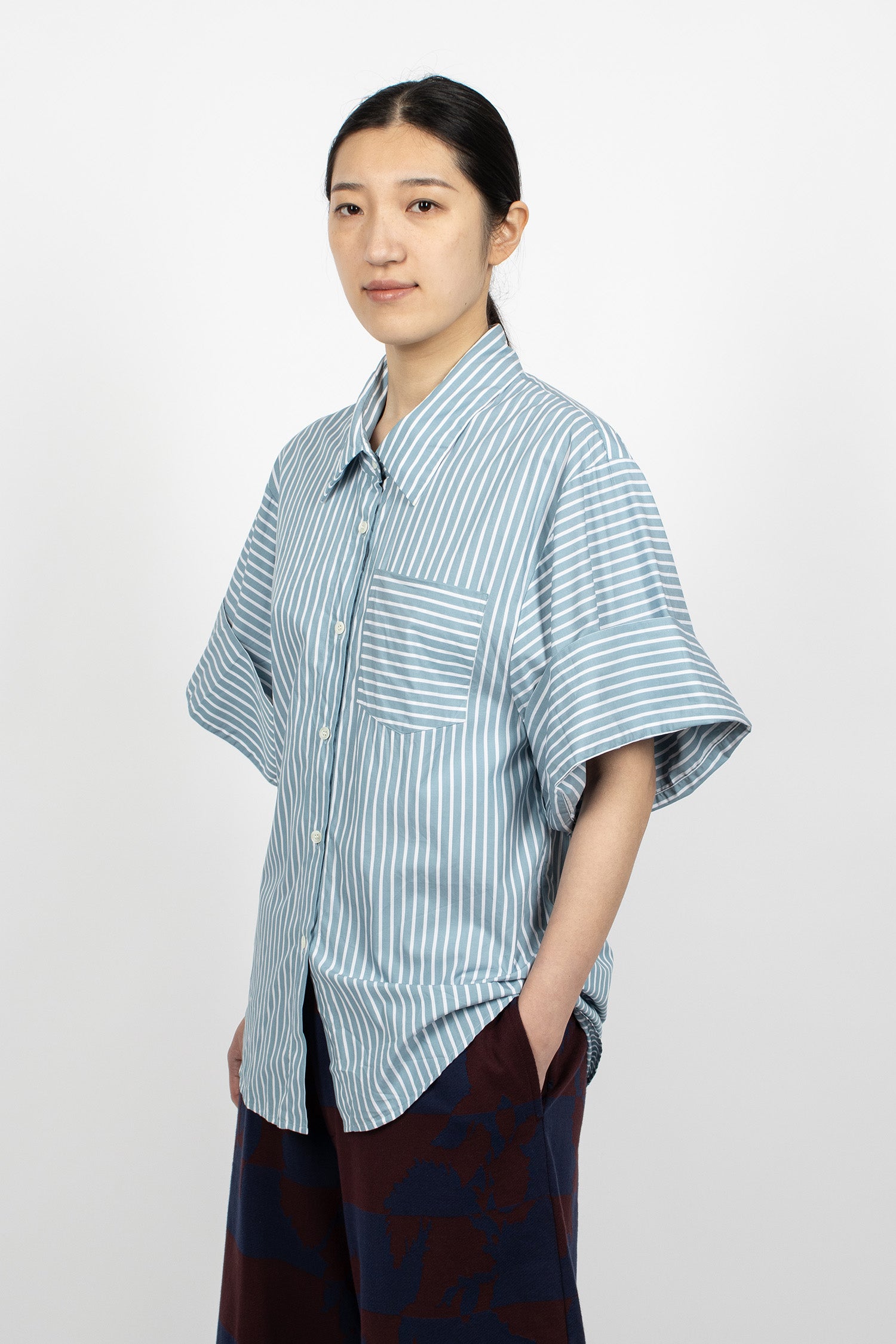 Short Sleeve Cotton Shirt Aqua