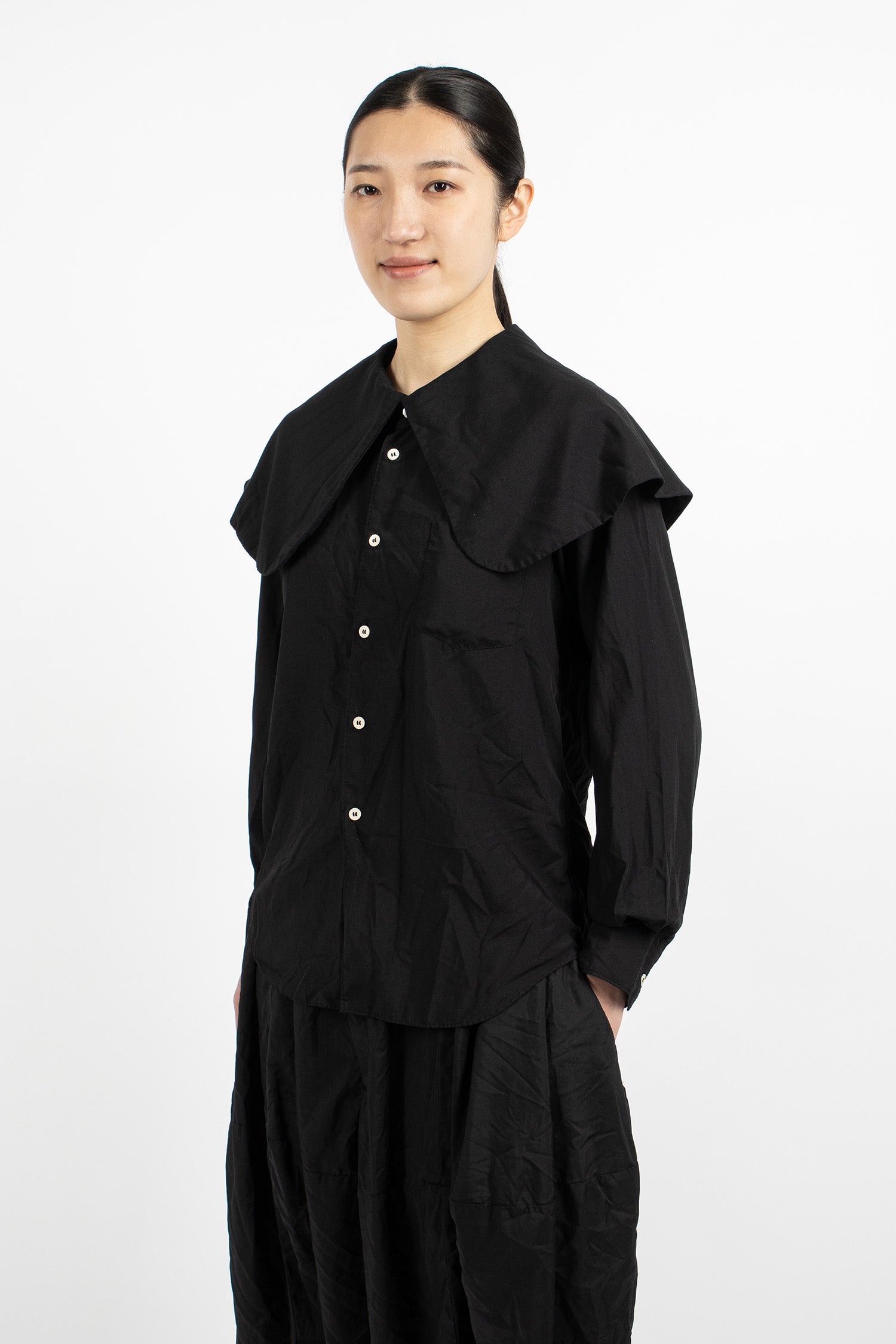 Peter Pan Collar Shirt Black