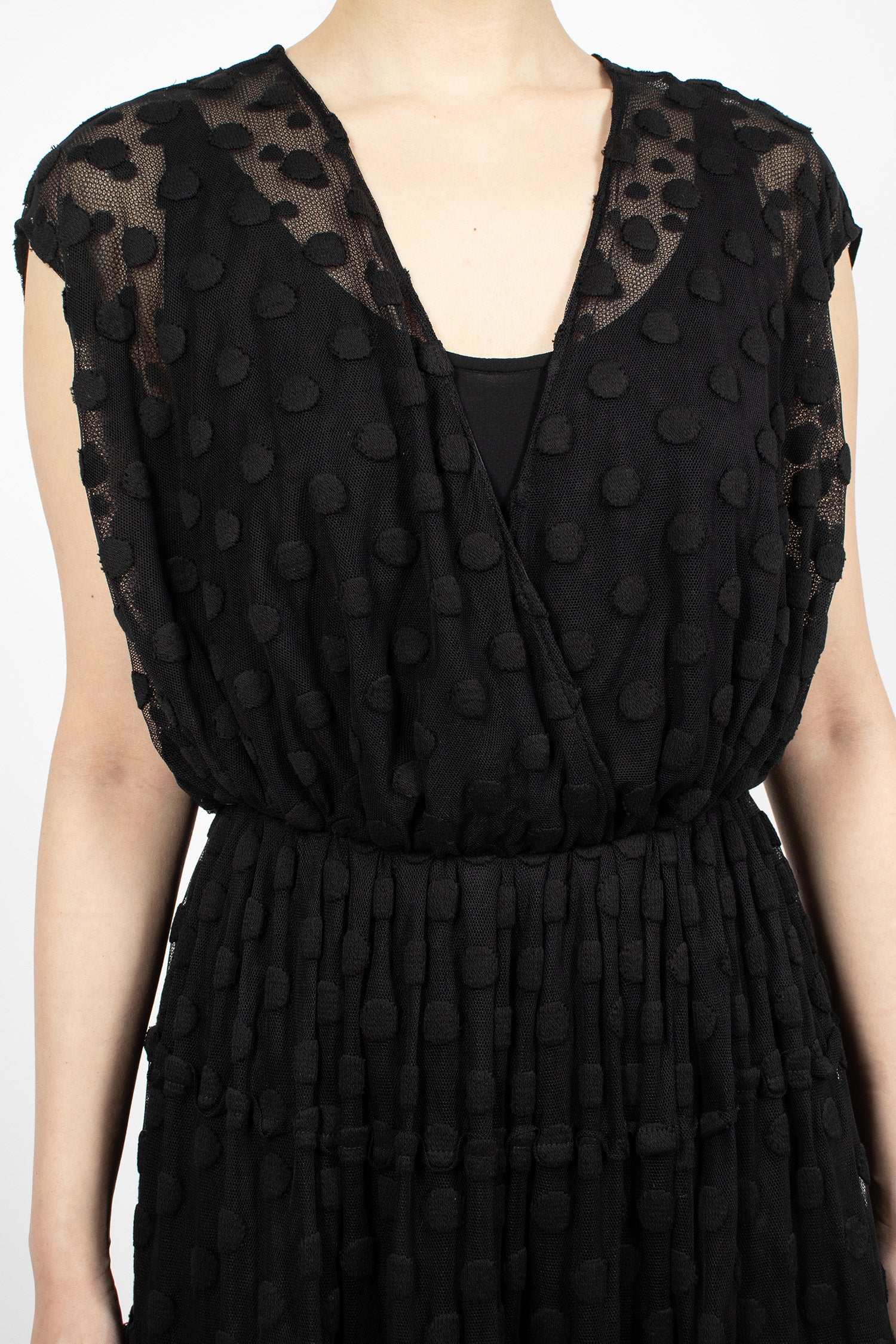 Ruffled Mesh Dress Black