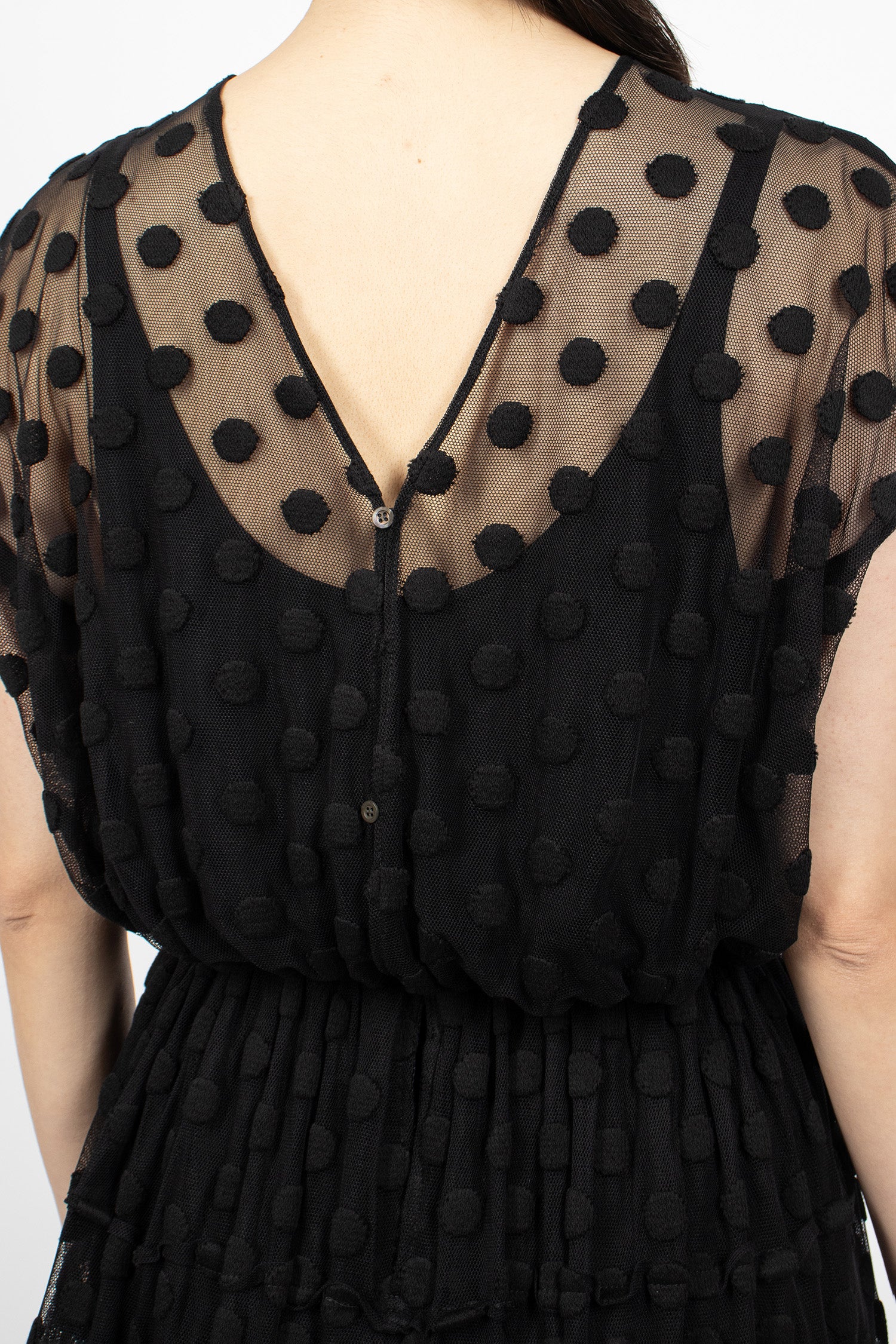Ruffled Mesh Dress Black