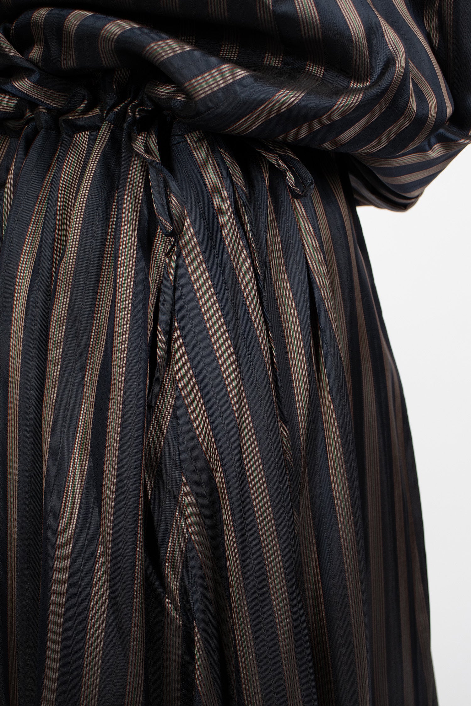 Striped Drawstring Dress Navy