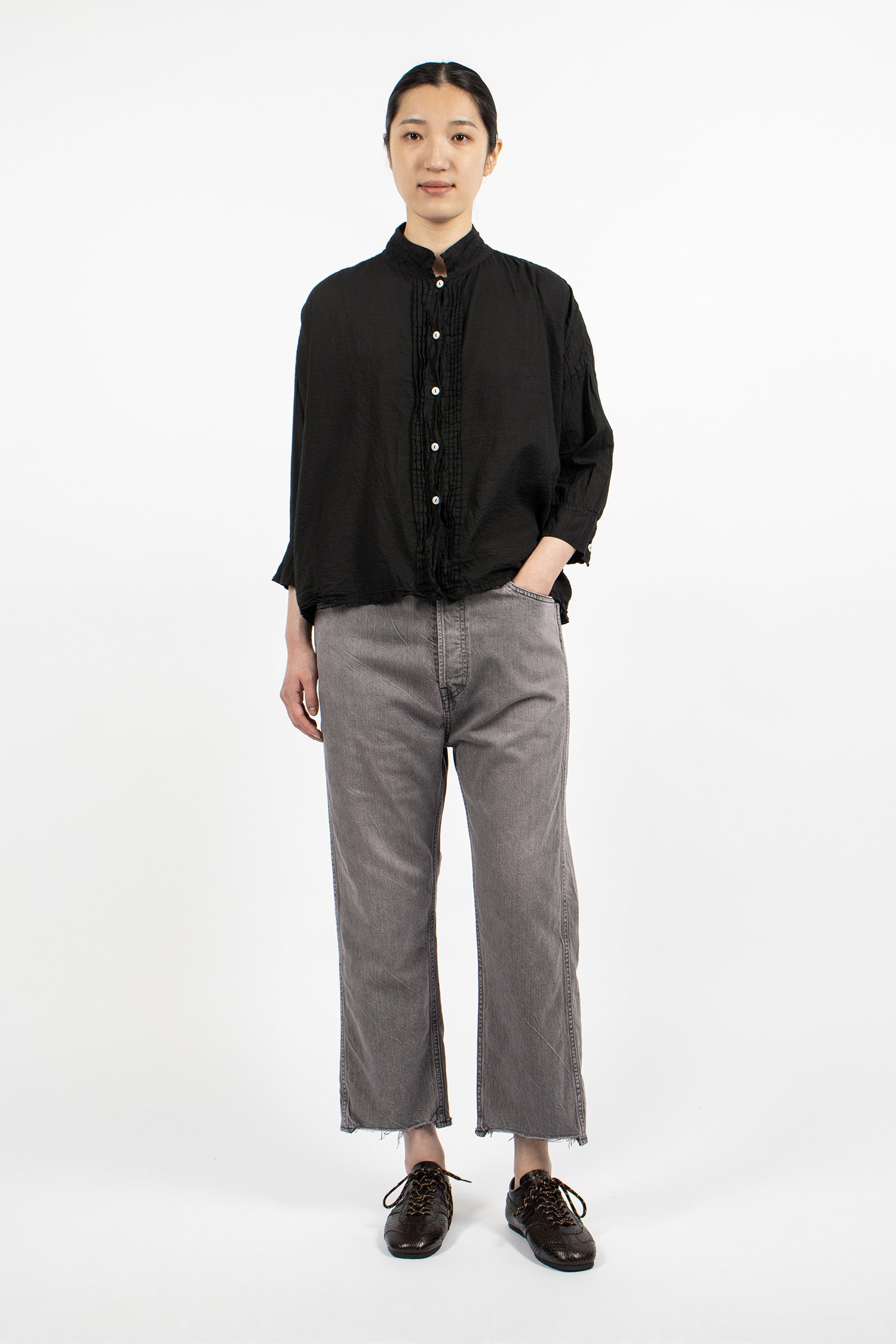 WP01C Selvedge Wide Tapered Jeans Pinkish Grey