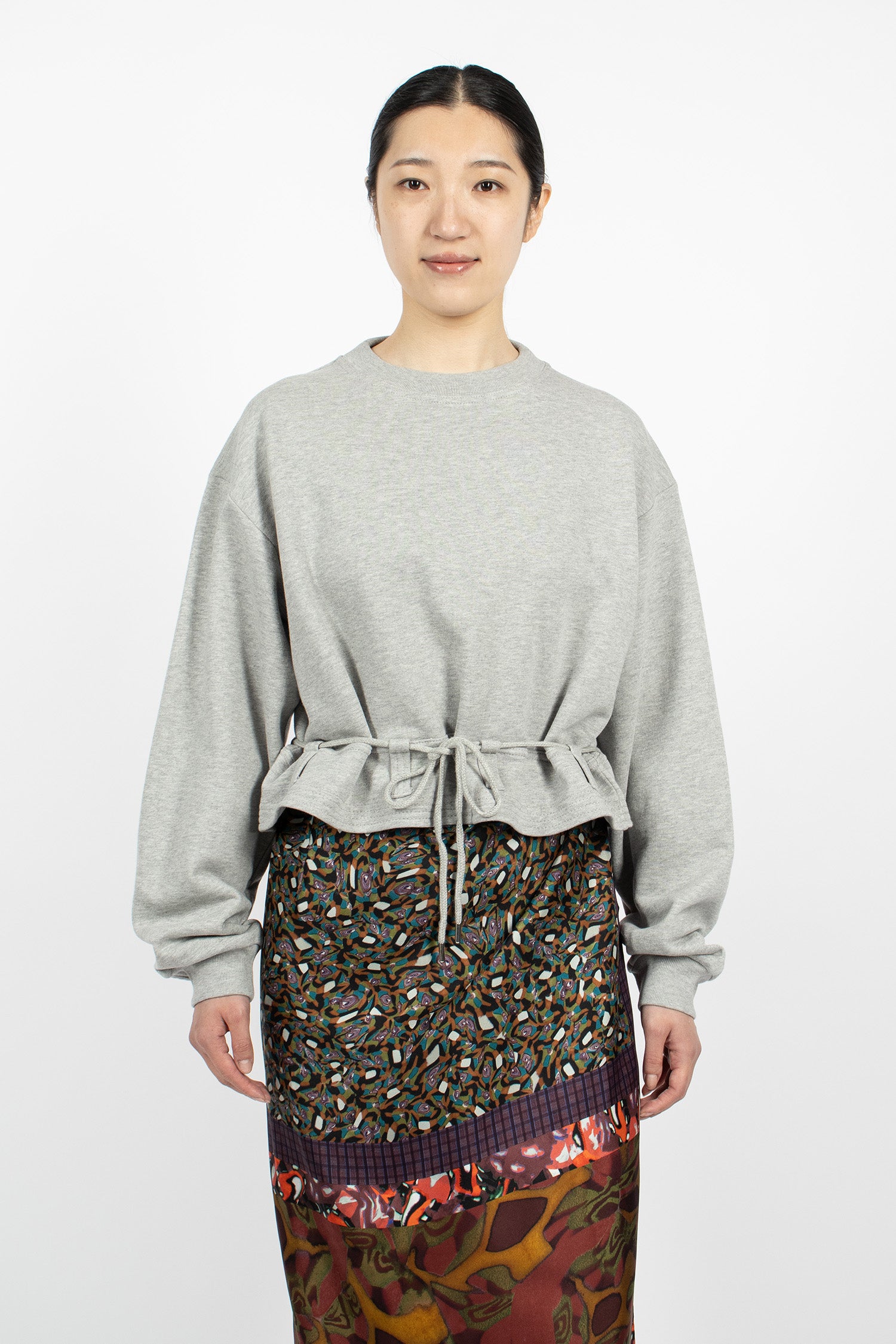 Boxy Drawstring Sweatshirt Grey Melange