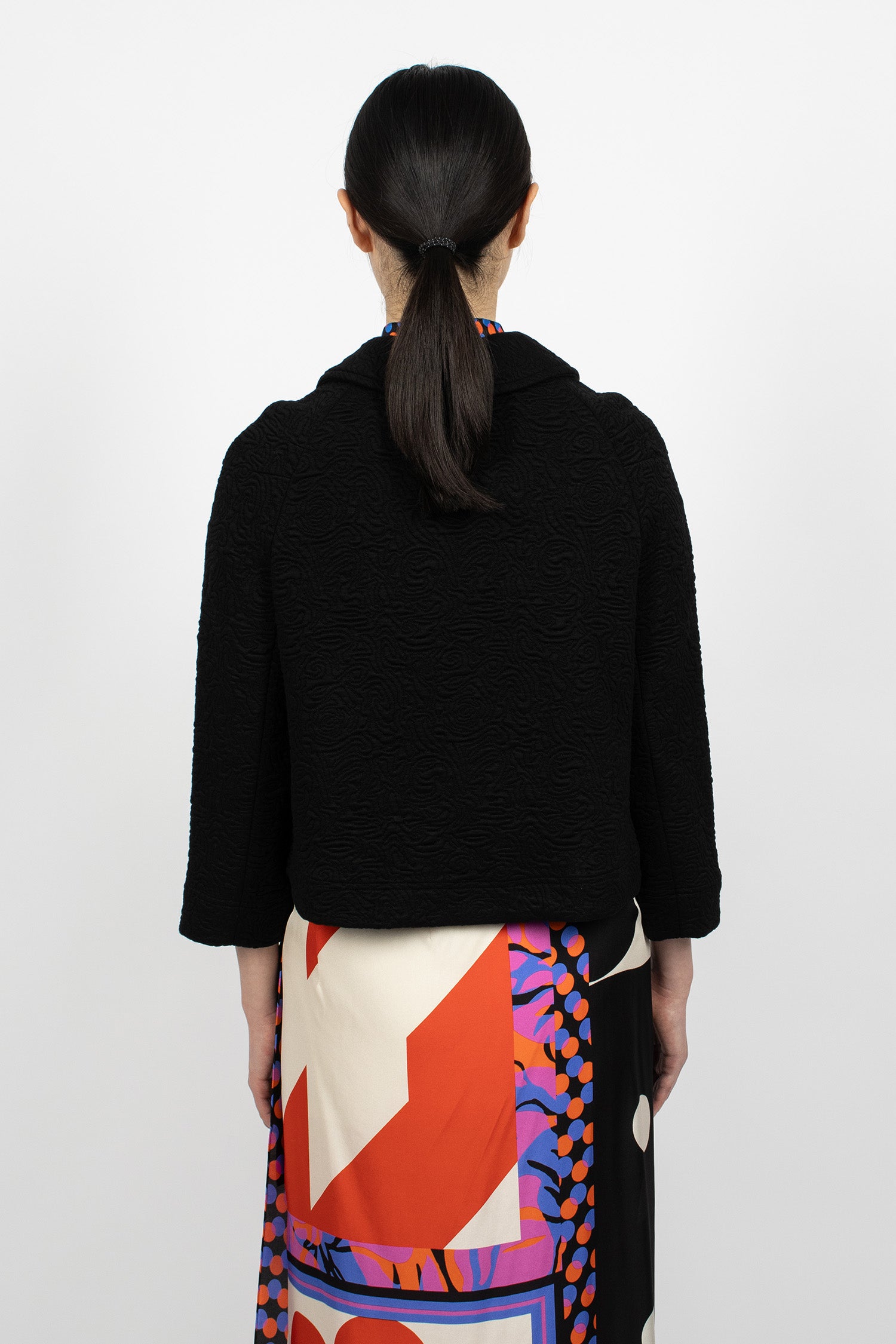Cropped Jacquard Jacket Black
