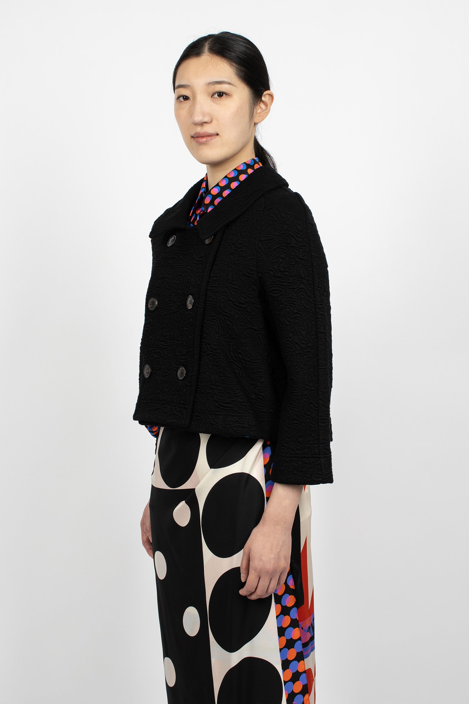 Cropped Jacquard Jacket Black