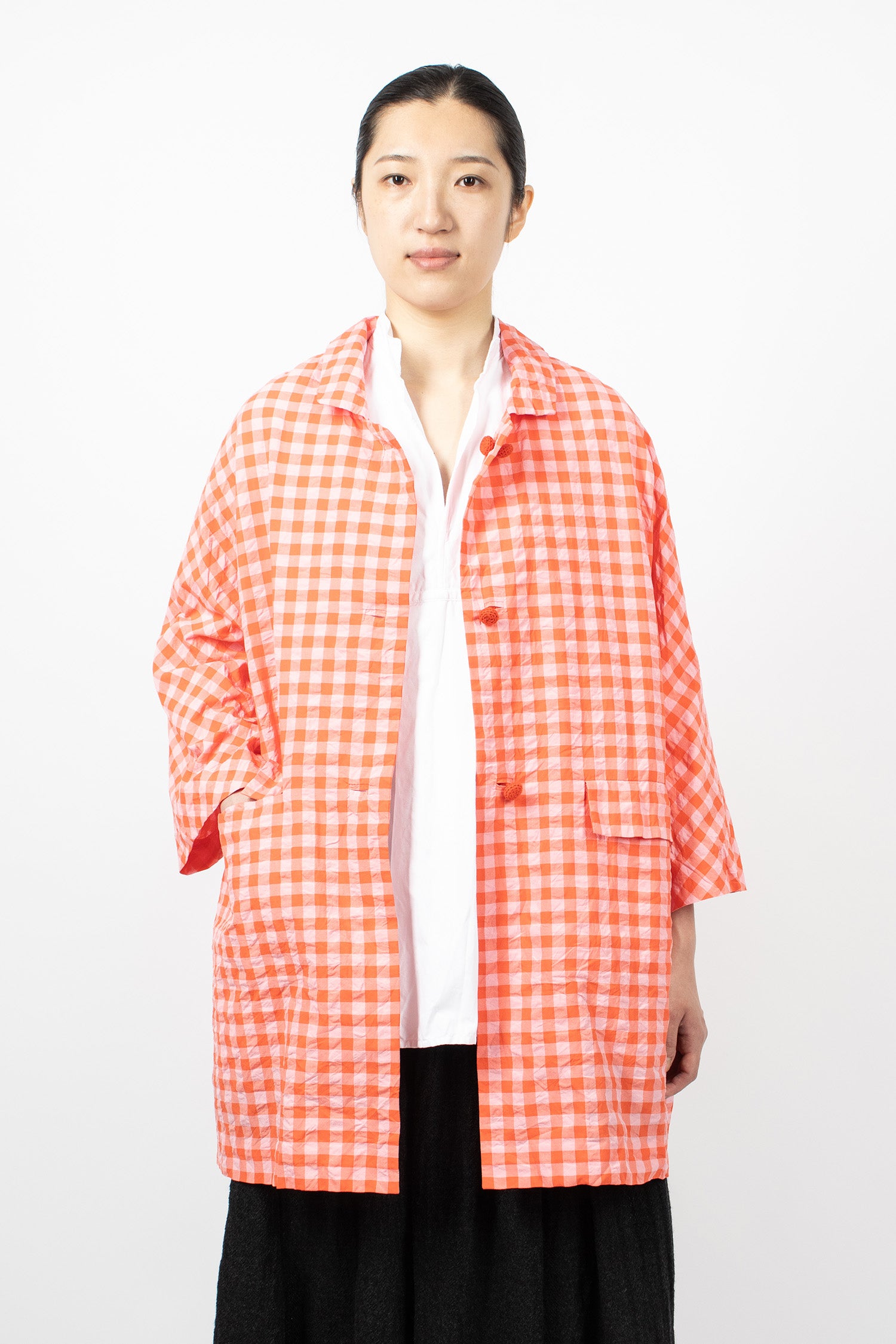 Washed Poppy Coat Glow Red/Pink Check