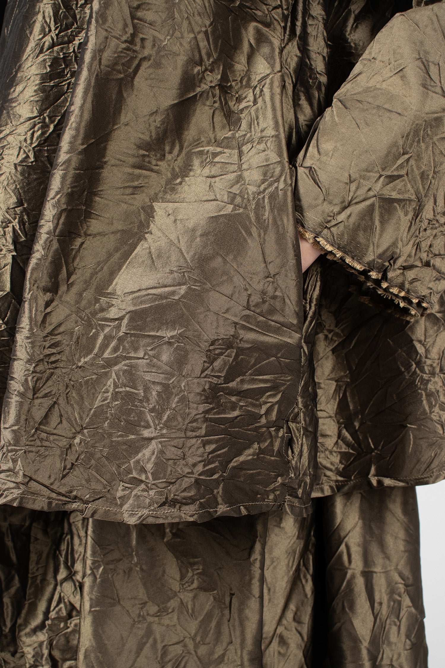 Notched Collar Taffeta Silk Jacket Bronze