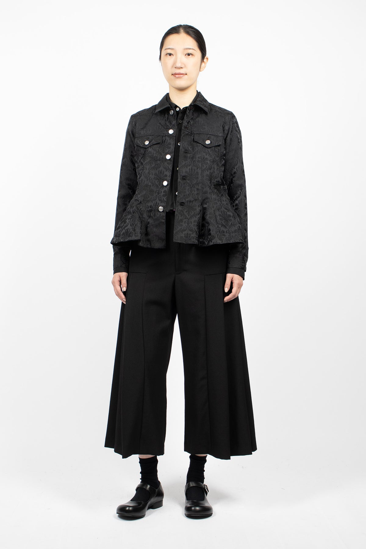 Peplum Jacquard Jacket Black