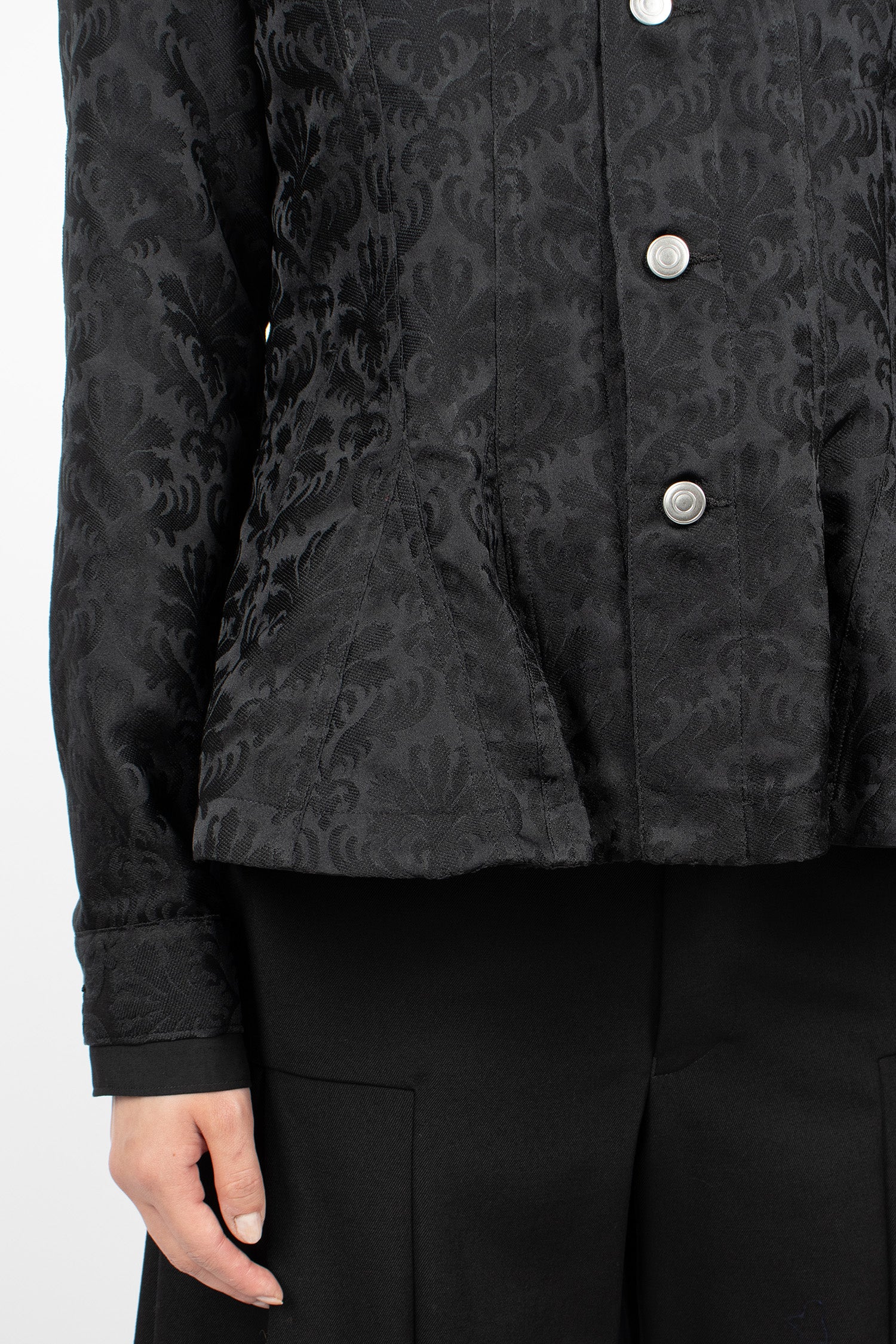 Peplum Jacquard Jacket Black