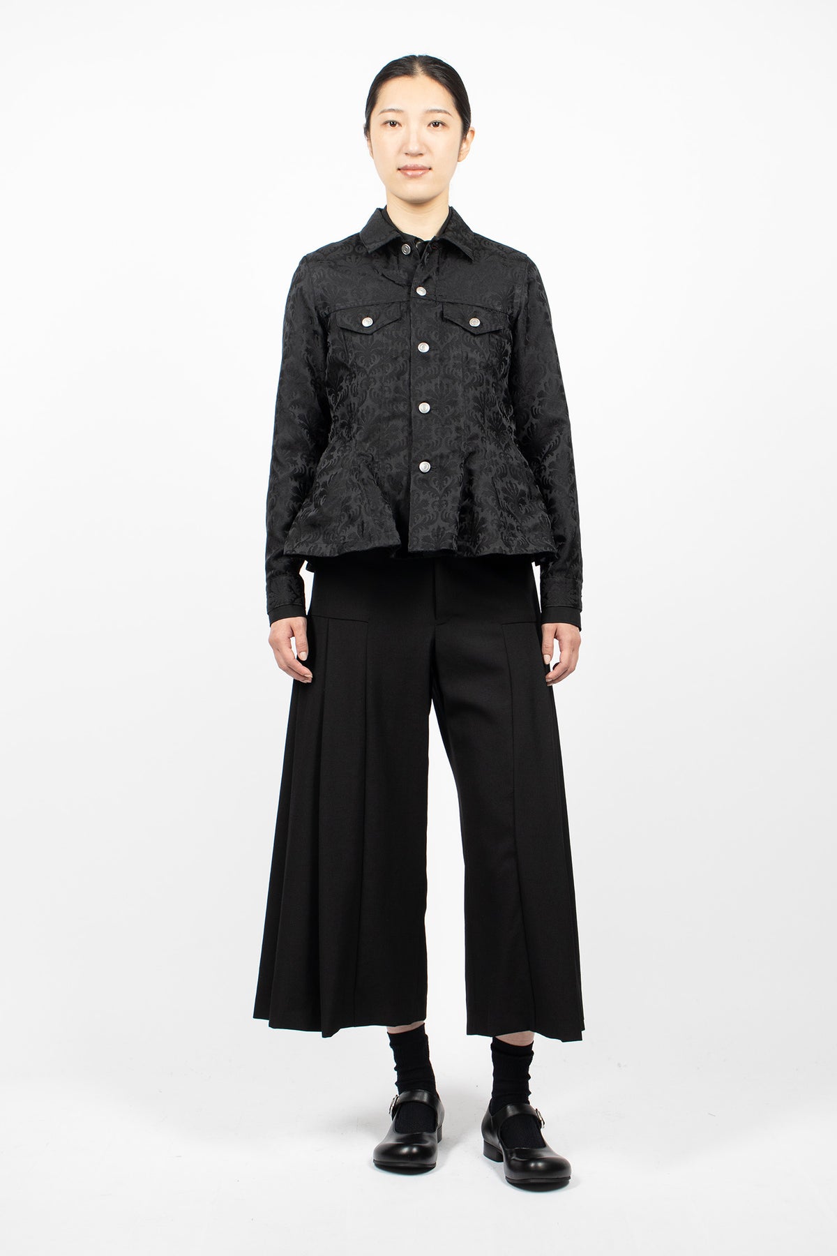 Peplum Jacquard Jacket Black