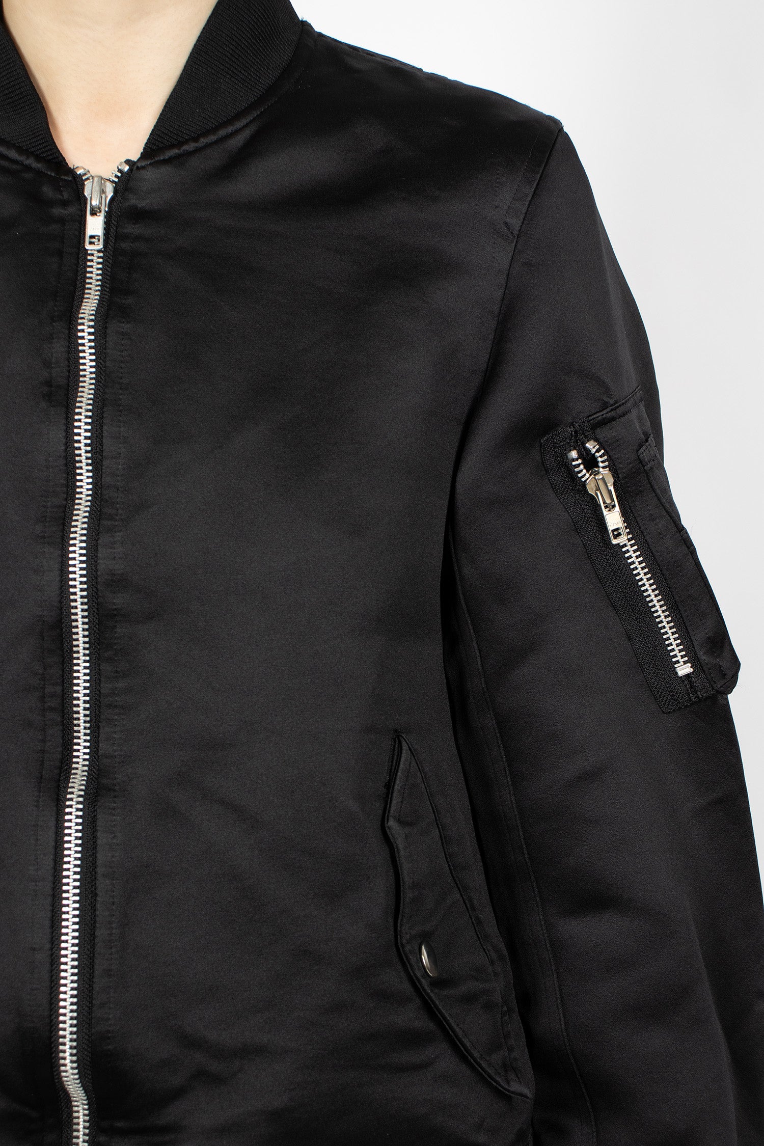 Ruffled Bomber Jacket Black