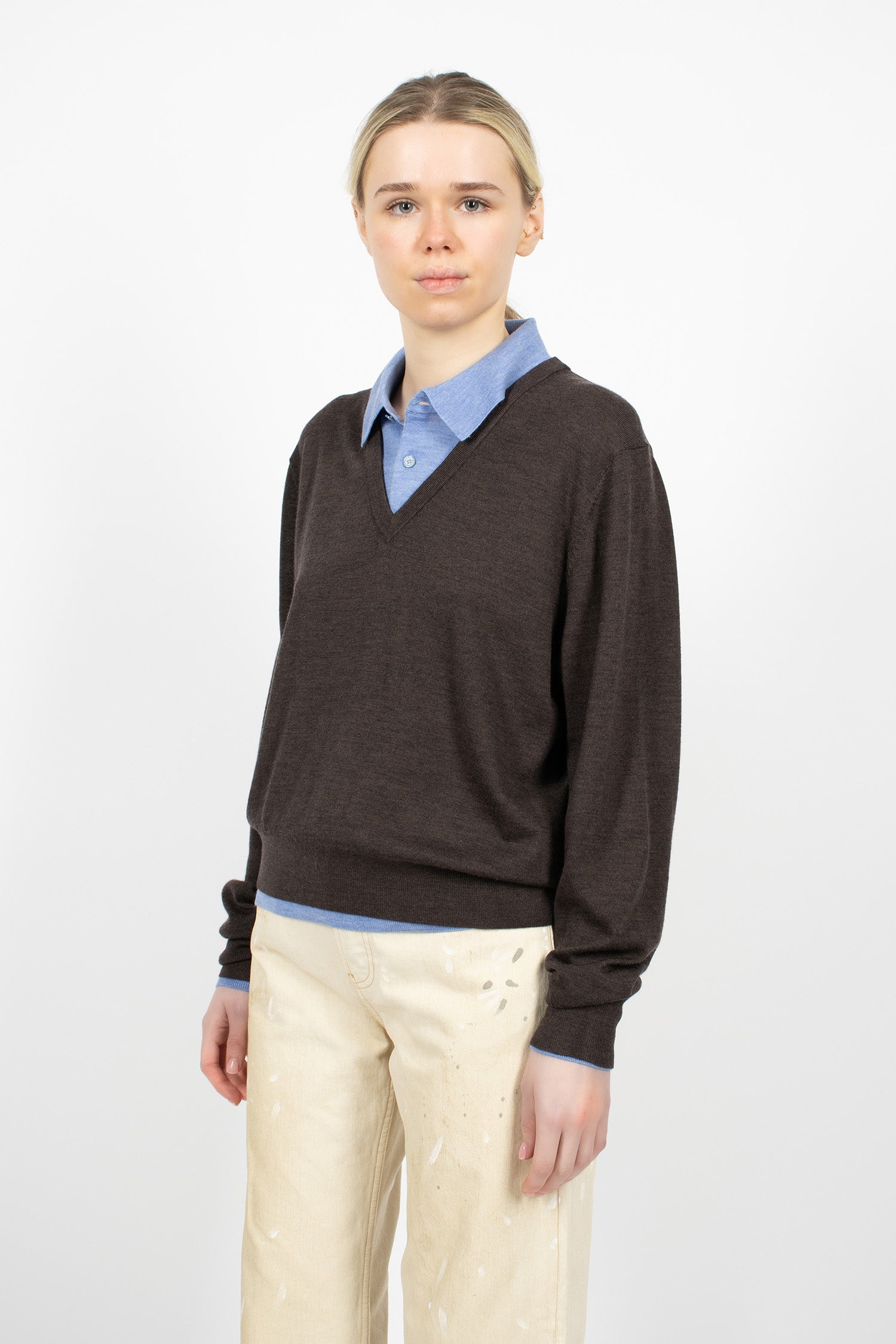 Layered Wool Knit Brown/Blue