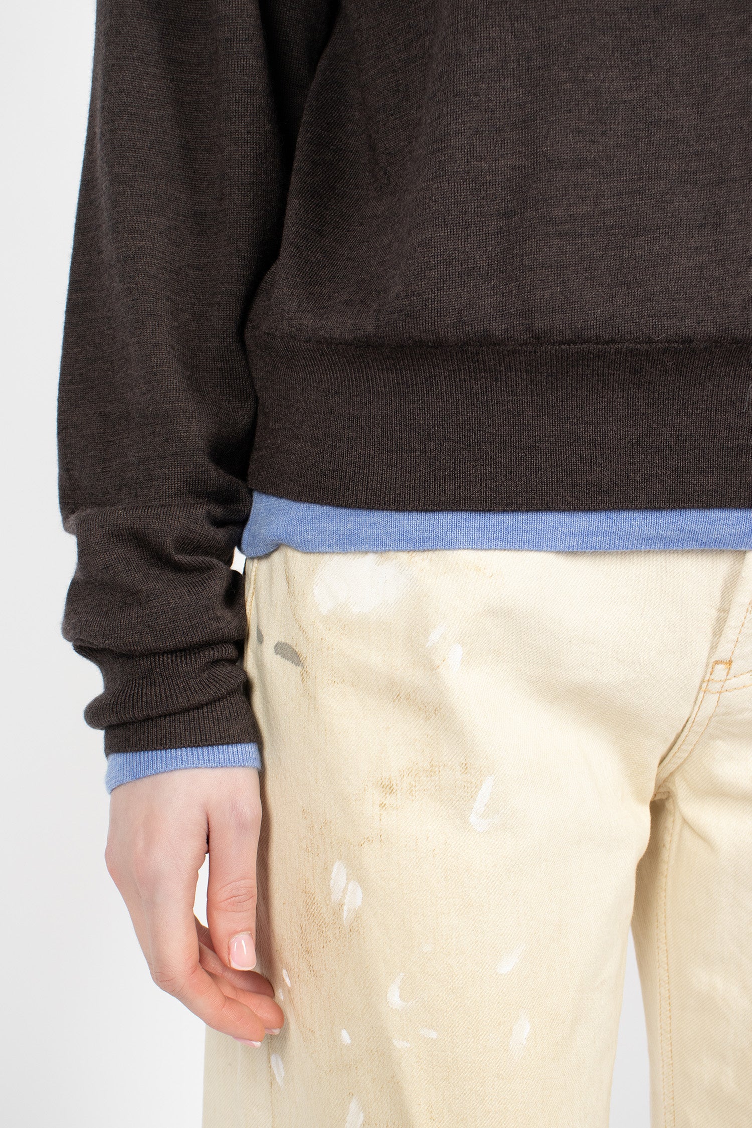 Layered Wool Knit Brown/Blue