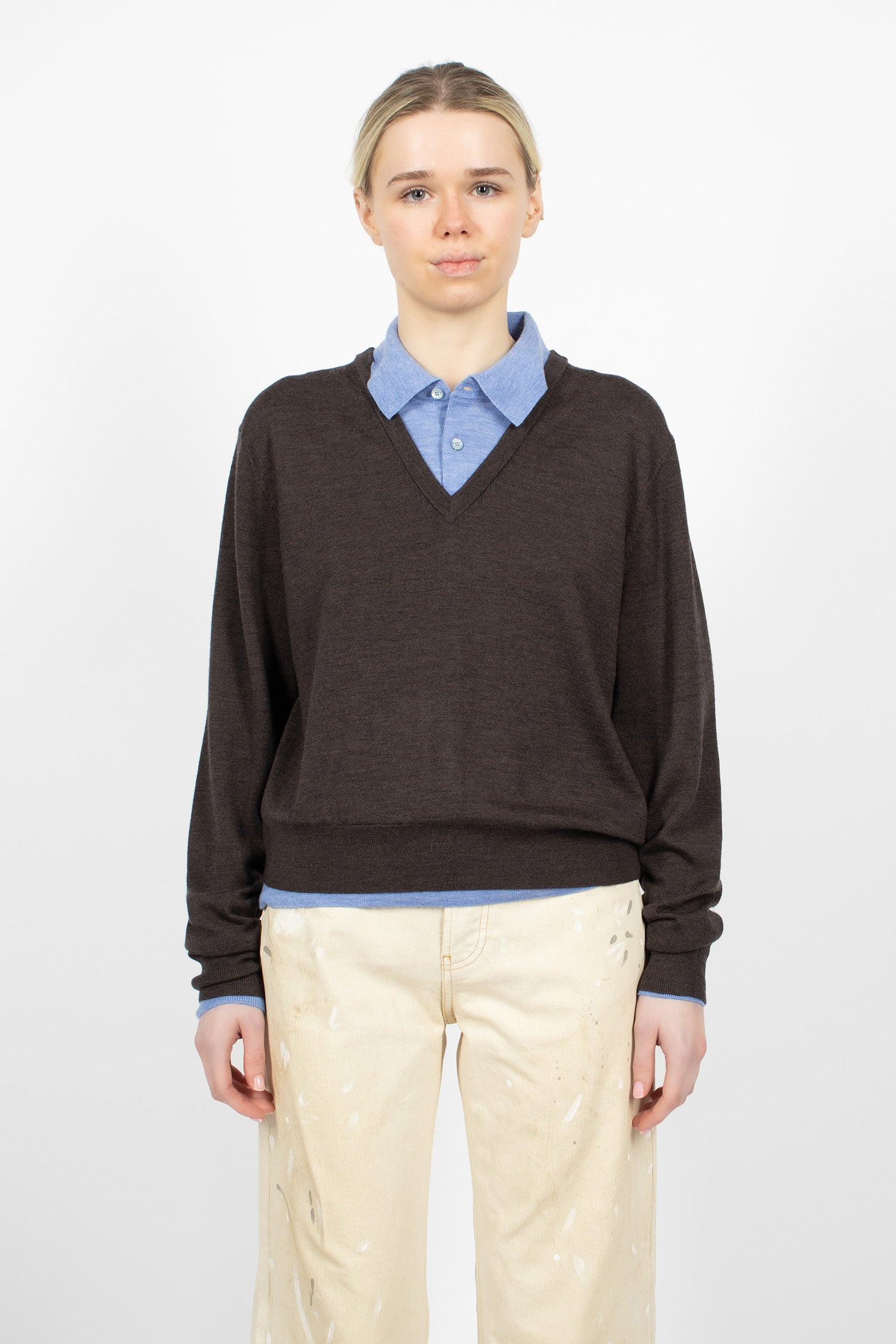 Layered Wool Knit Brown/Blue