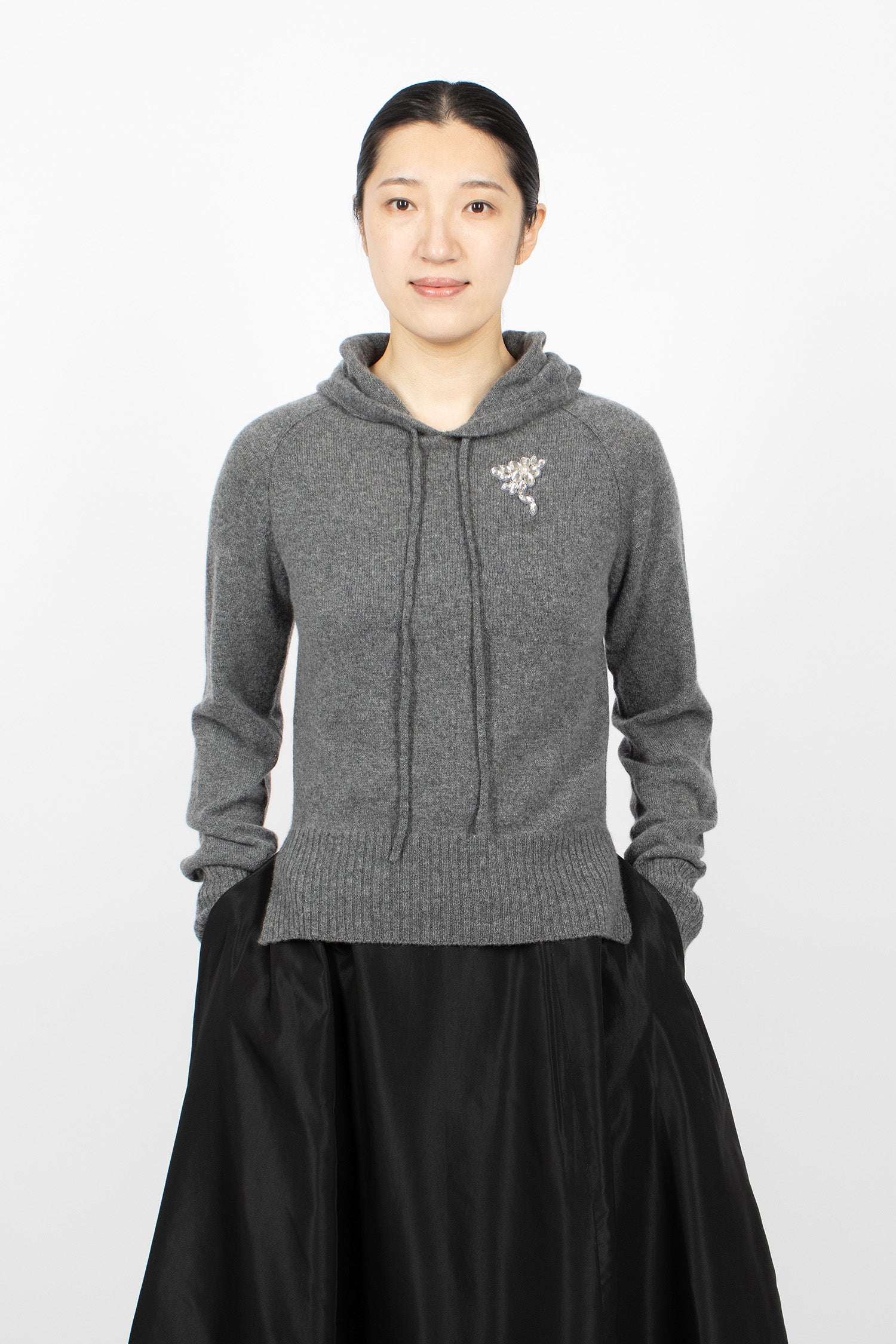 Relaxed Cashmere Hoodie Grey/Pearl/Clear