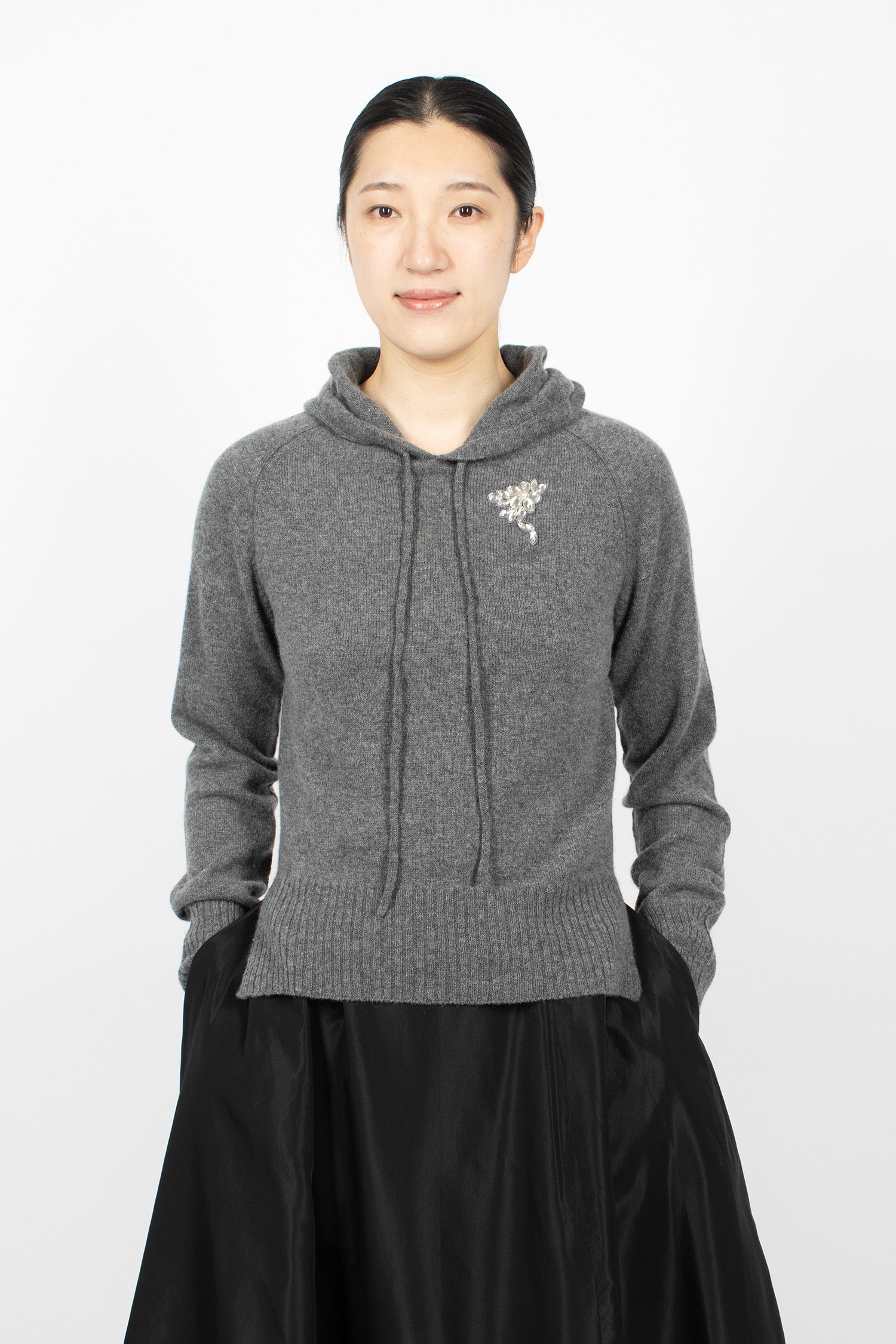 Relaxed Cashmere Hoodie Grey/Pearl/Clear