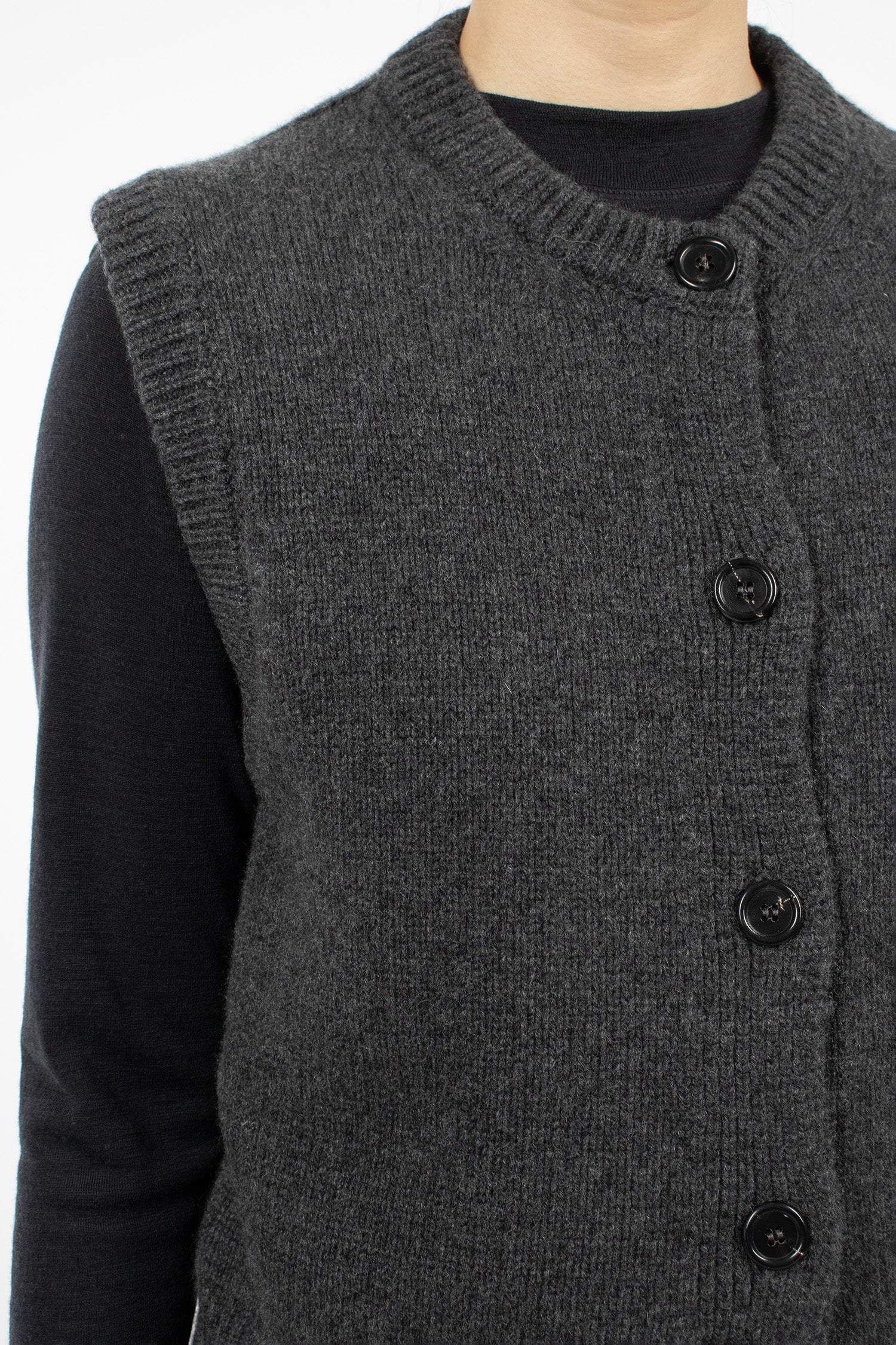 Knitted Cashmere Merino Gilet Charcoal