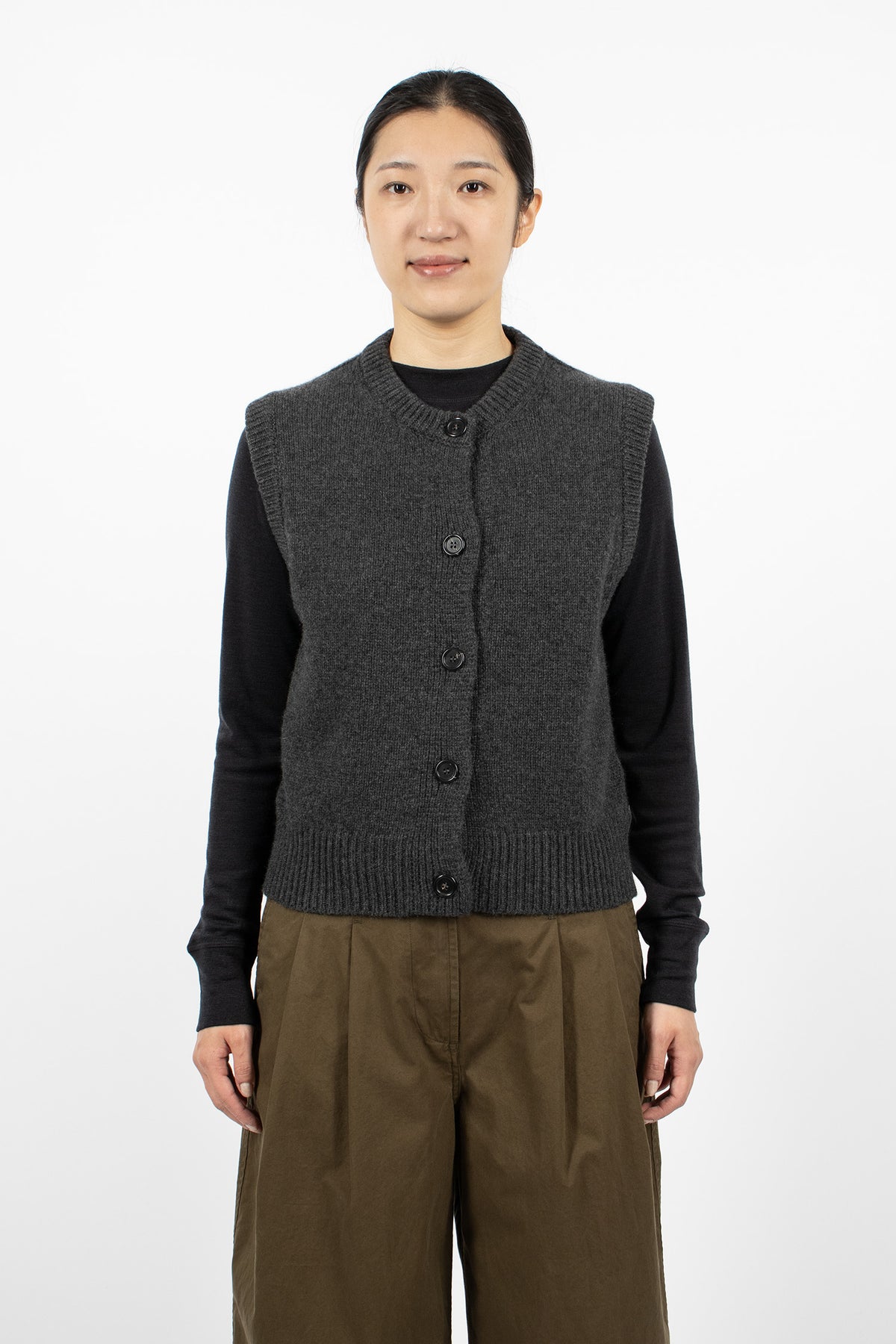 Knitted Cashmere Merino Gilet Charcoal