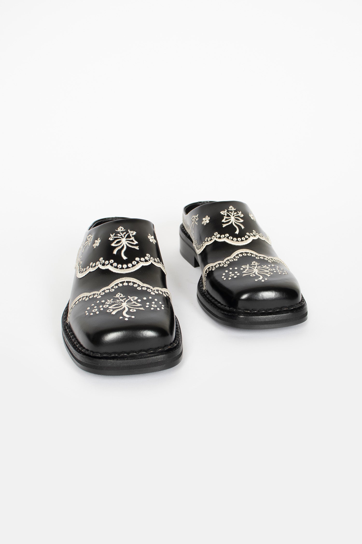 Floral Lace Mule Black/Cream