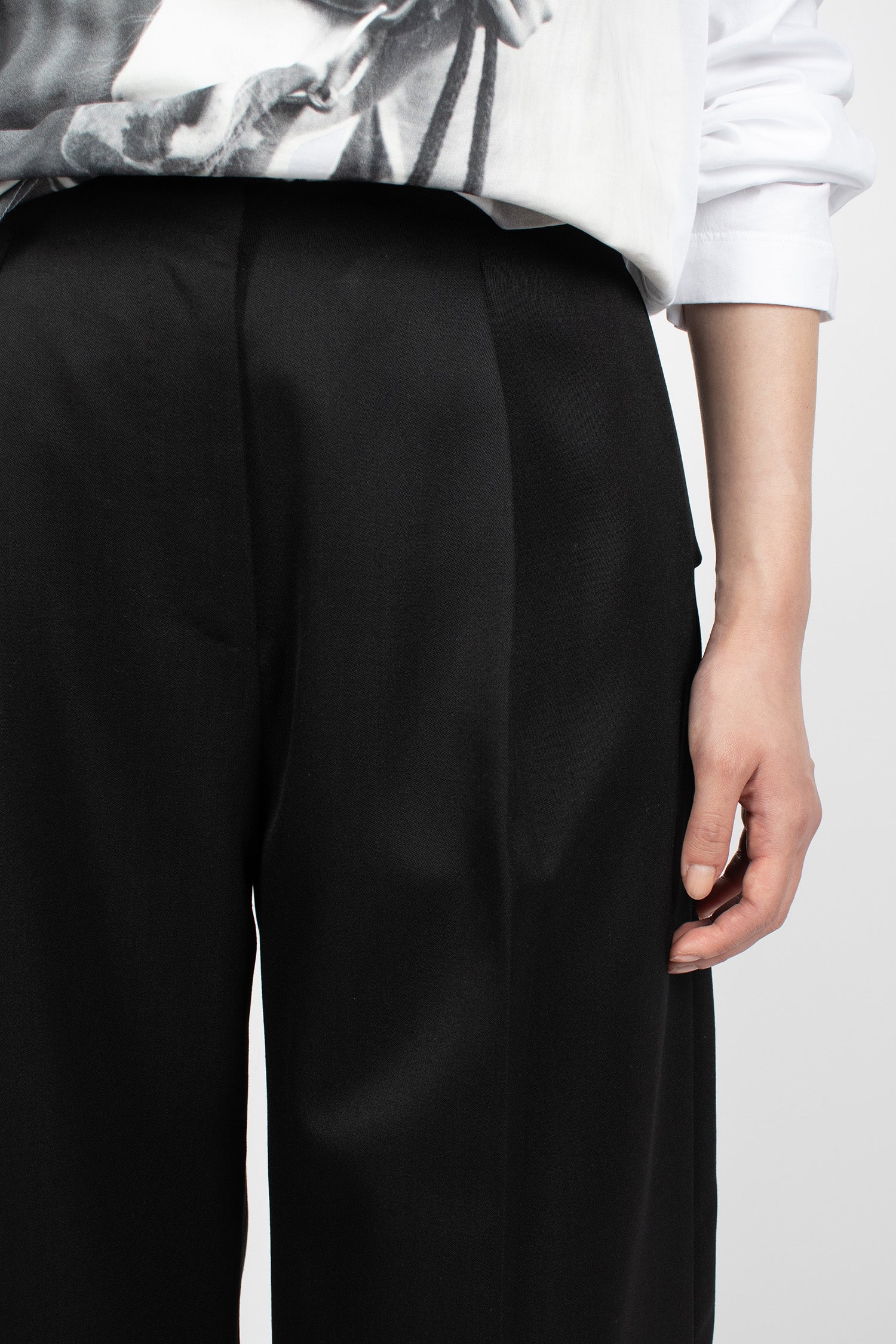 Back Bow Wide Leg Trousers Black