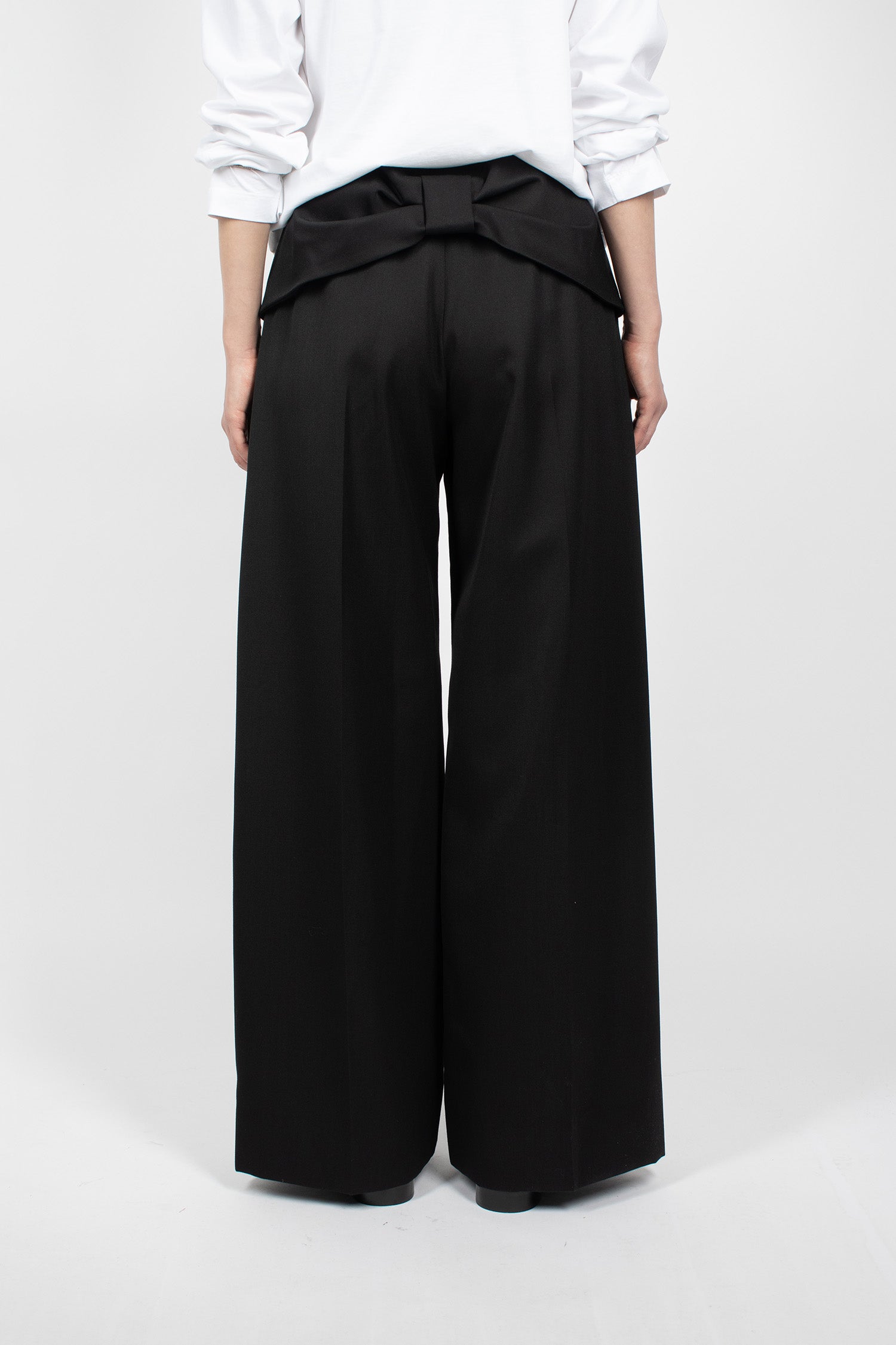 Back Bow Wide Leg Trousers Black