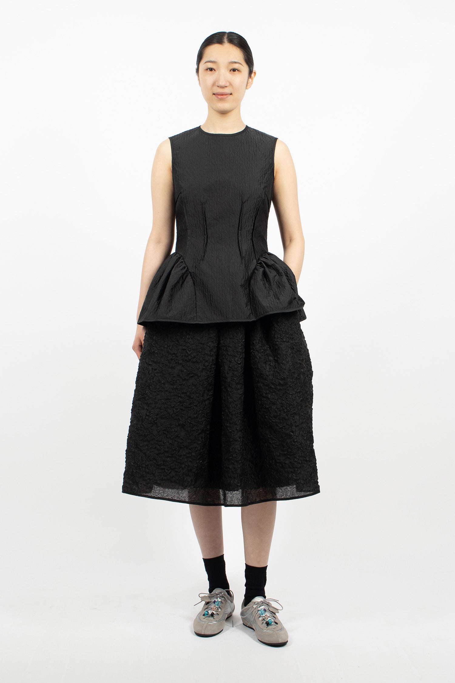 Daimi Top Black Stria Matelassé
