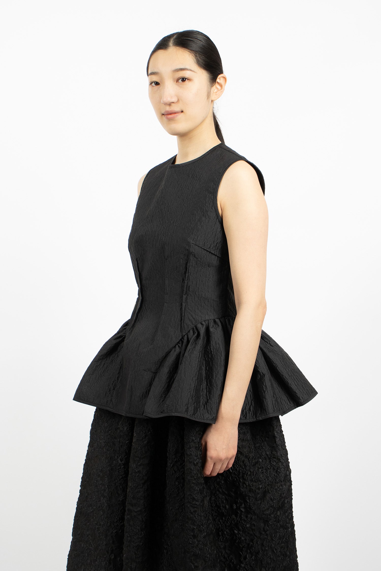 Daimi Top Black Stria Matelassé