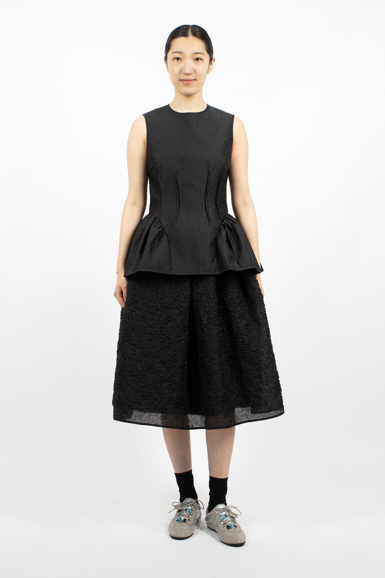 Daimi Top Black Stria Matelassé