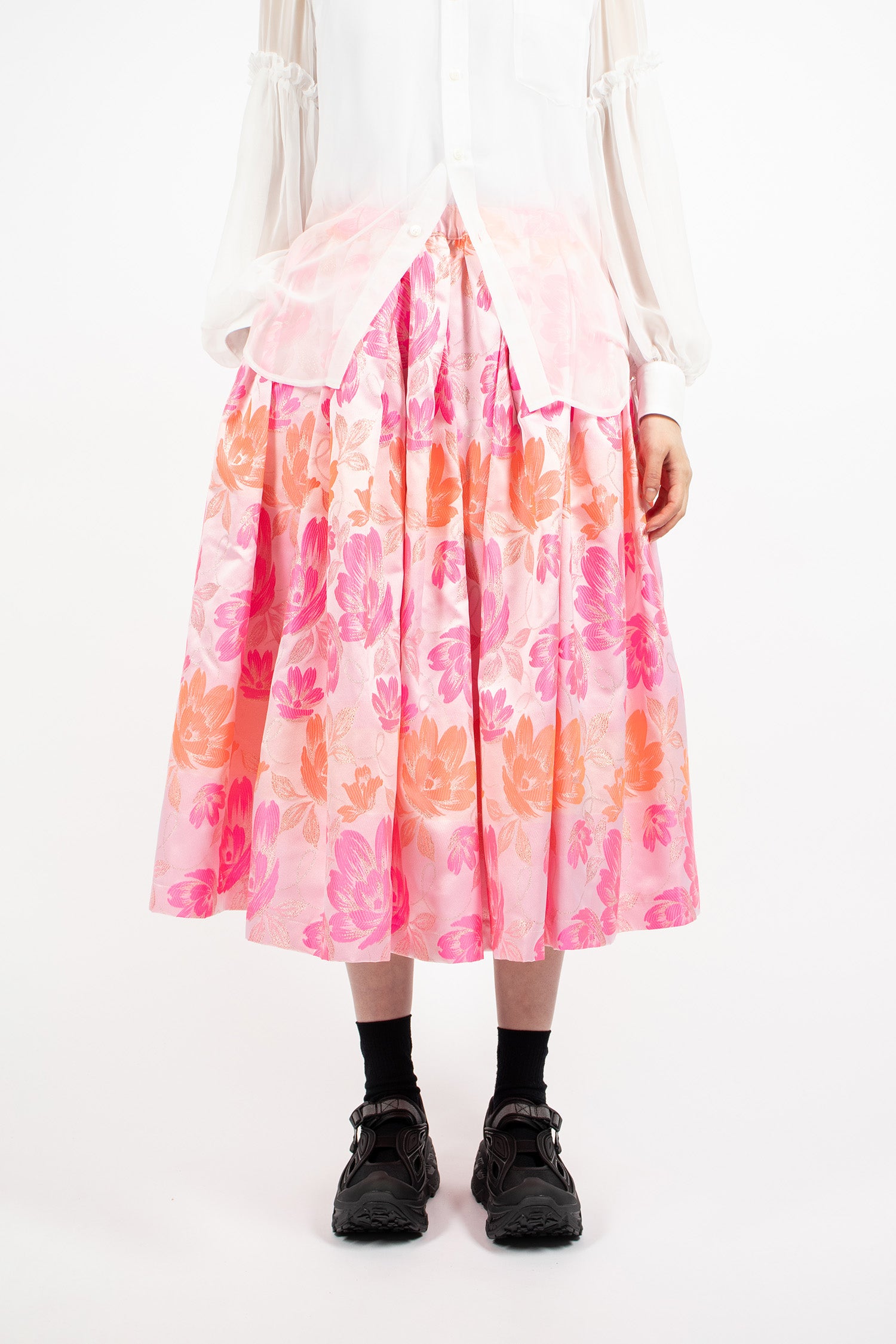 Pleated Jacquard Skirt Pink