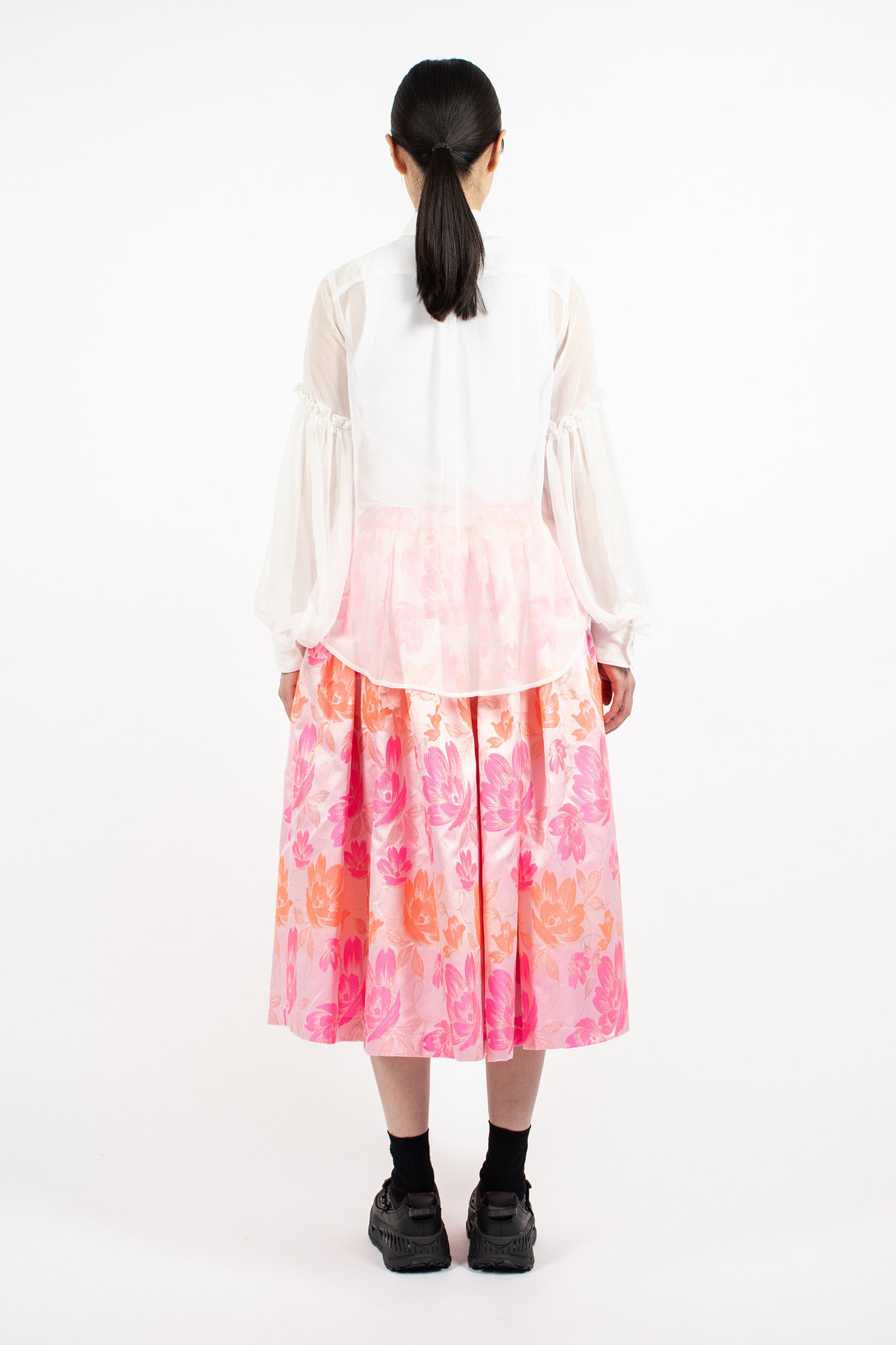 Pleated Jacquard Skirt Pink